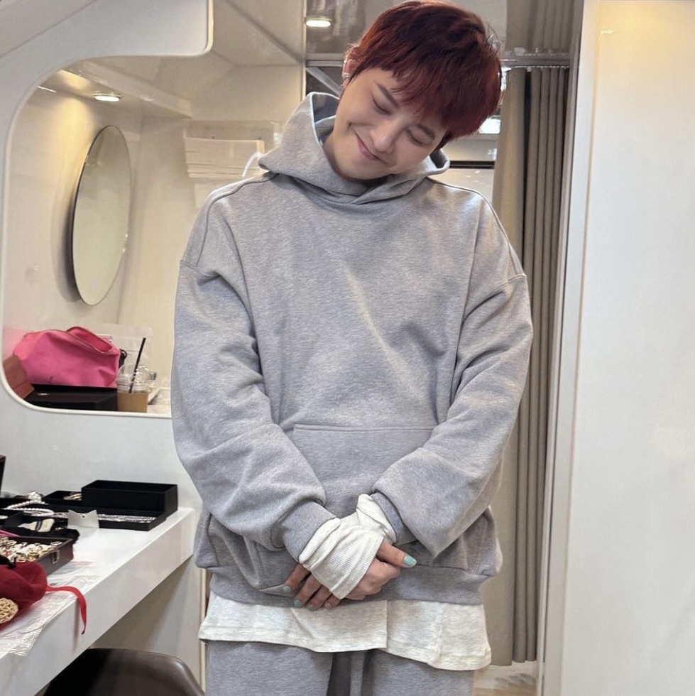 Balenciaga Patch Garde-Robe Hoodie Medium Fit Grey 착용 스타일 - 3