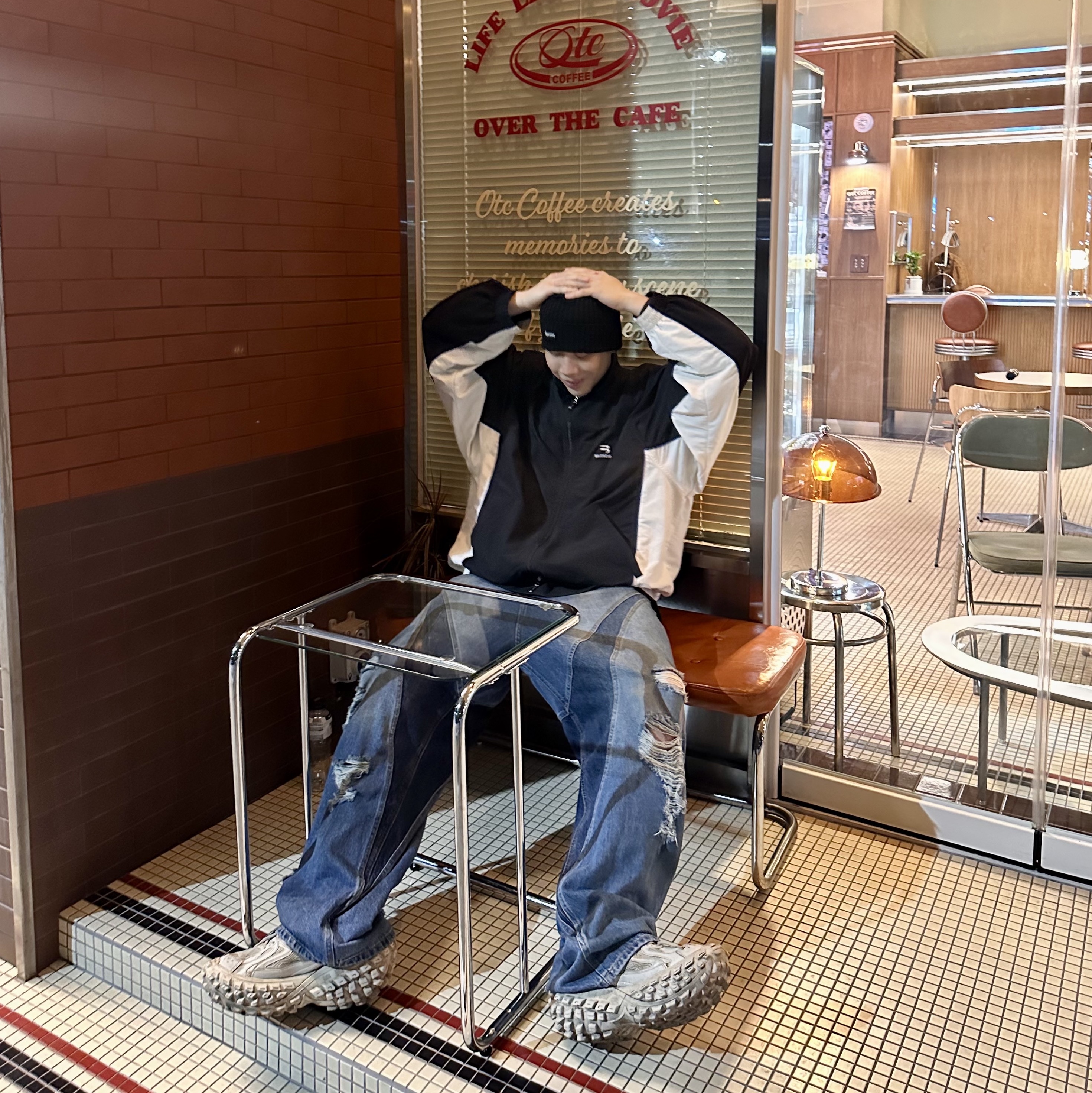 Civision by CSC Vision Distressed Denim Pants Blue, Supreme Loose Gauge Beanie Black 착용 스타일