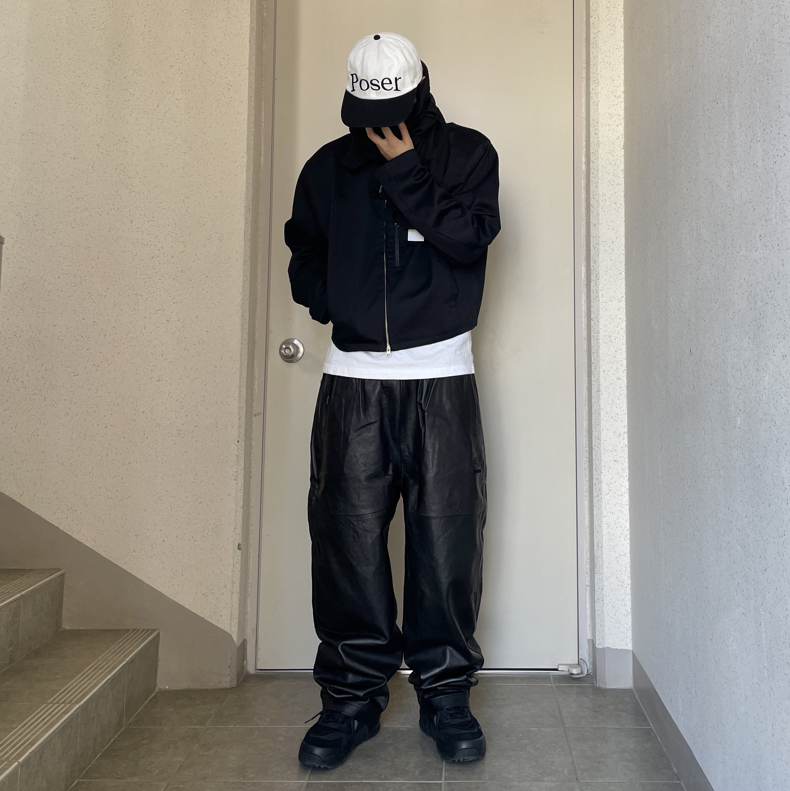 Undermycar Flather Real Lambskin Washed Wide Pants Vulcan - 23FW 착용 스타일 - 1