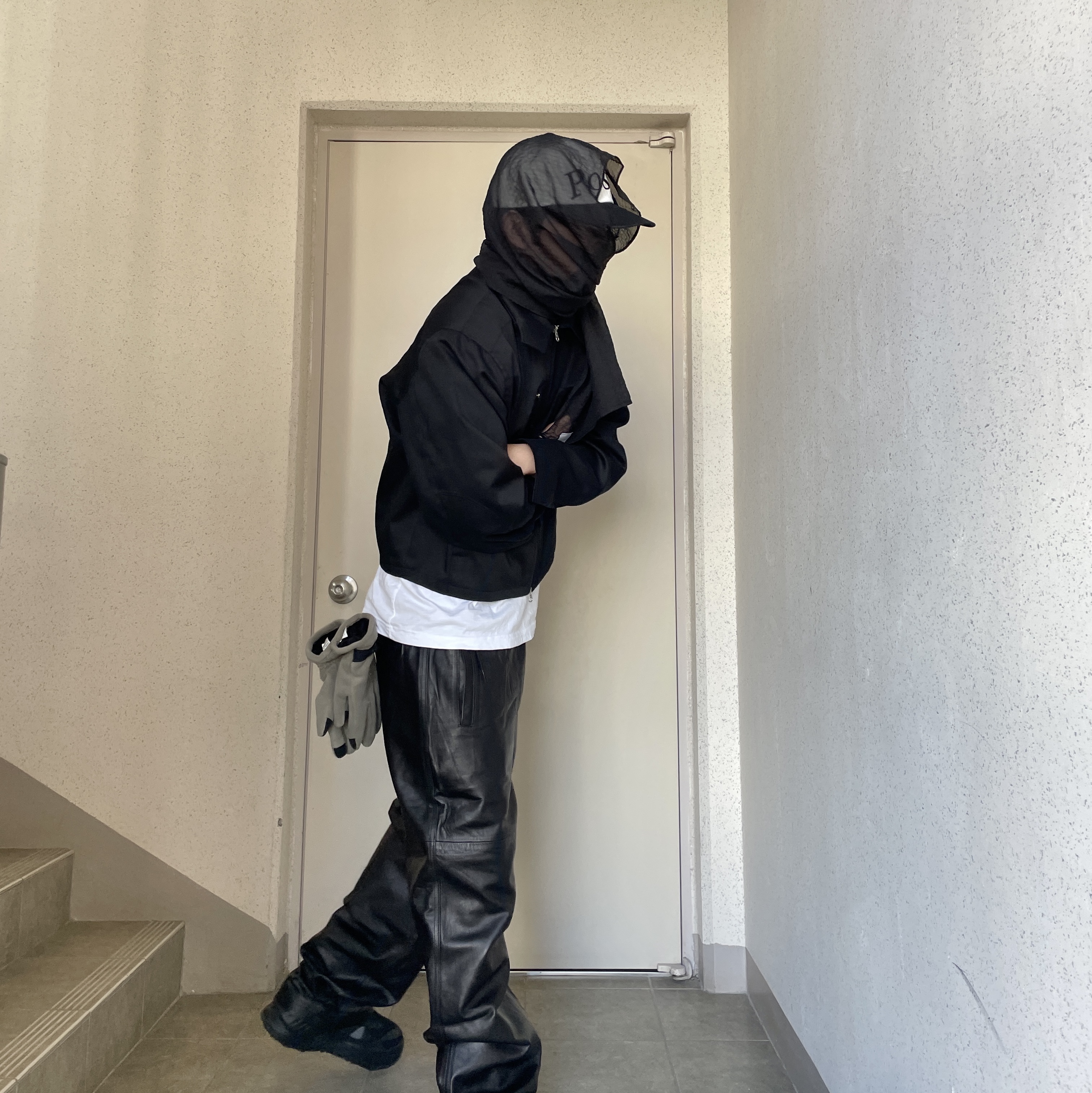 Undermycar Flather Real Lambskin Washed Wide Pants Vulcan - 23FW 착용 스타일 - 2