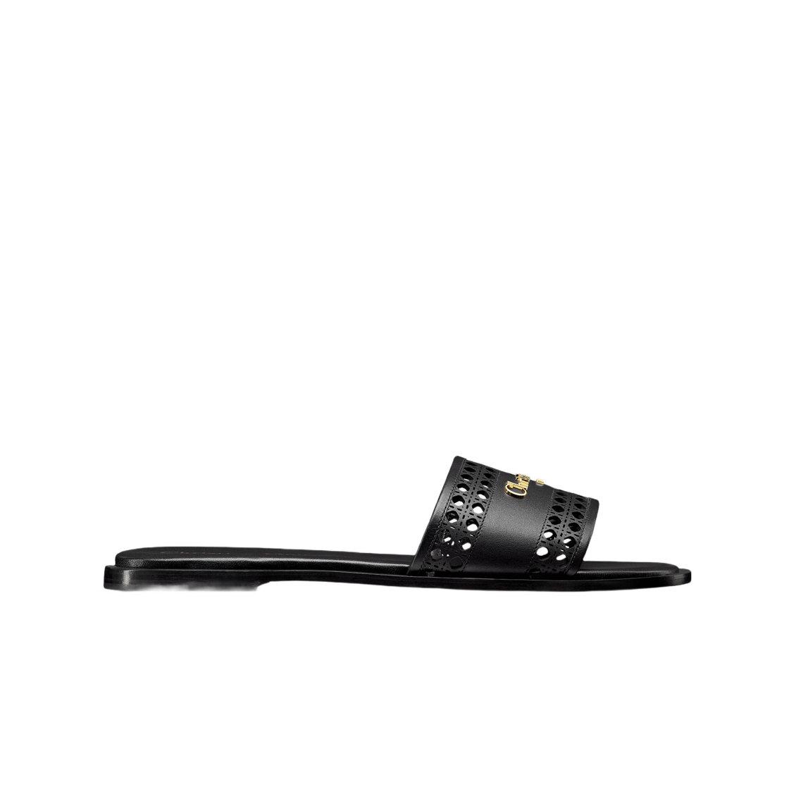 KCO157MLC-S900 (W) Dior D-Lane Slide Calfskin with Openwork Microcannage Motif Black
