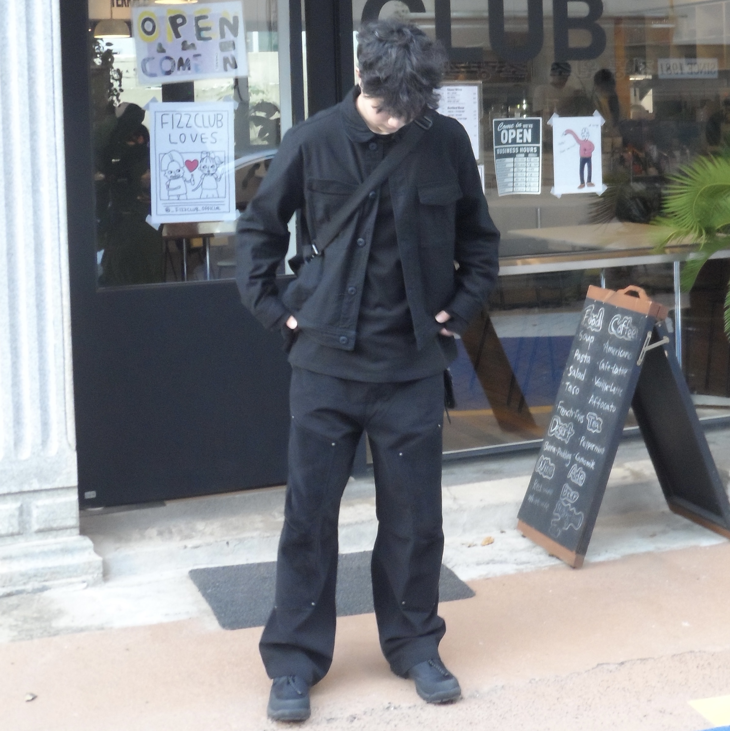 ETCE Velvet Double Knee Pants Black 착용 스타일 - 2