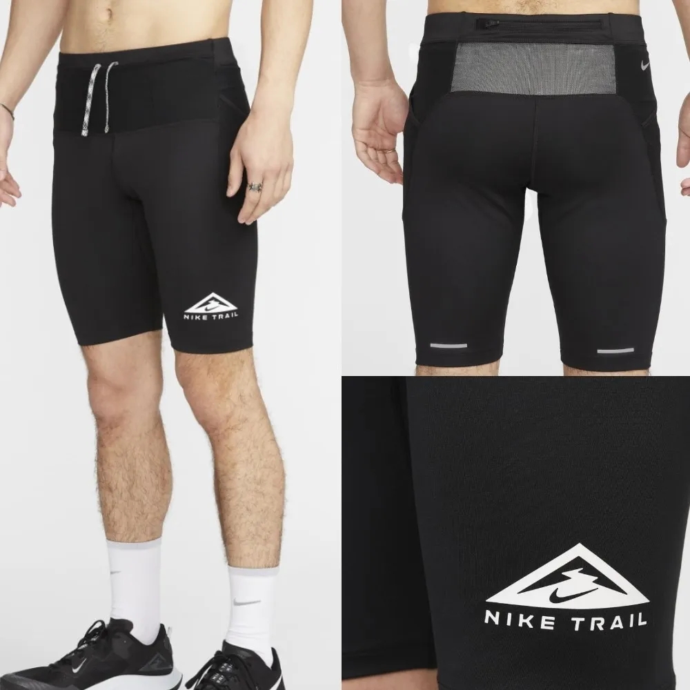 Nike Trail Dri-Fit Lava Loops Half Running Tights Black White - Asia 착용 스타일 - 4