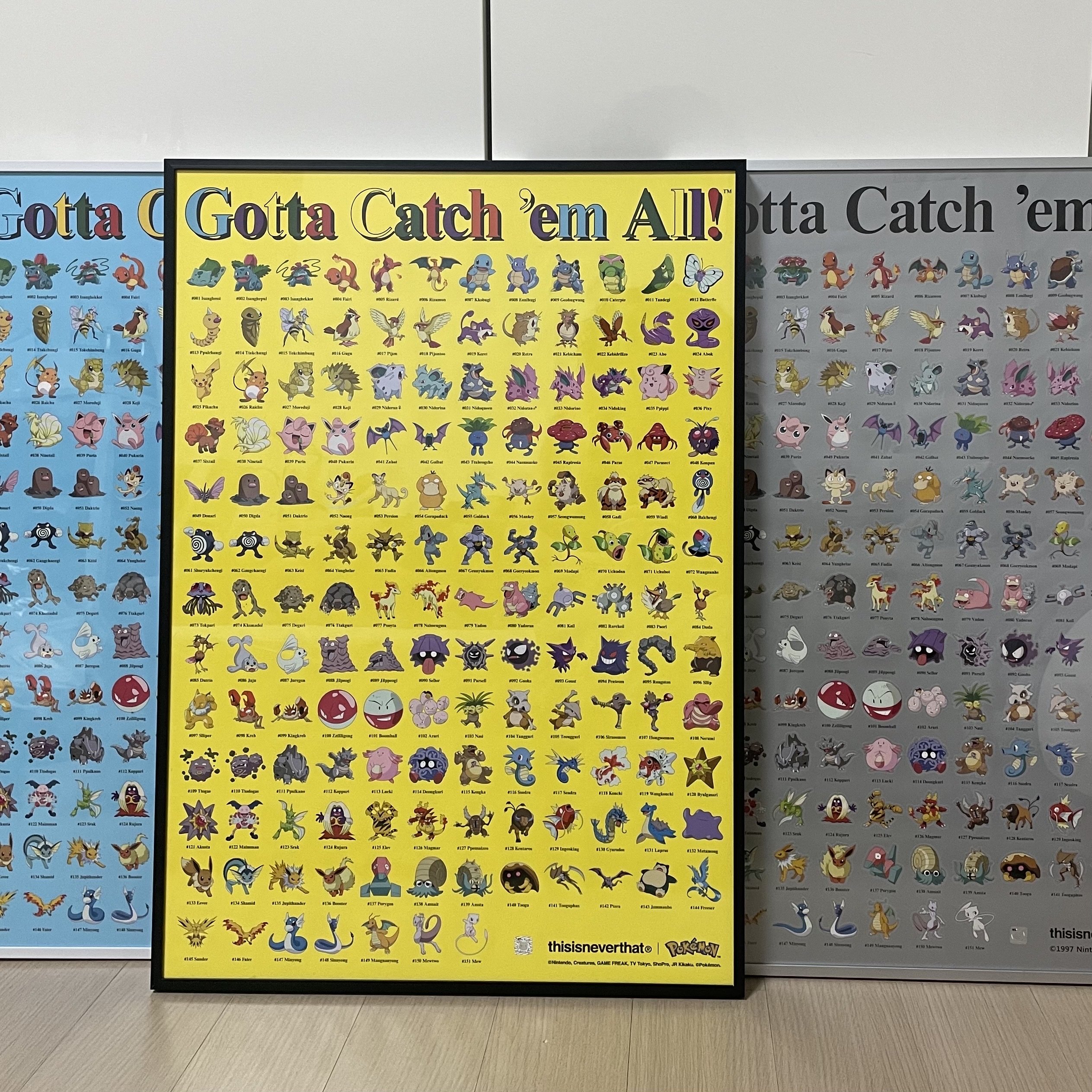 Pokemon x Thisisneverthat Sticker Poster Blue, Pokemon x Thisisneverthat Sticker Poster Yellow 착용 스타일
