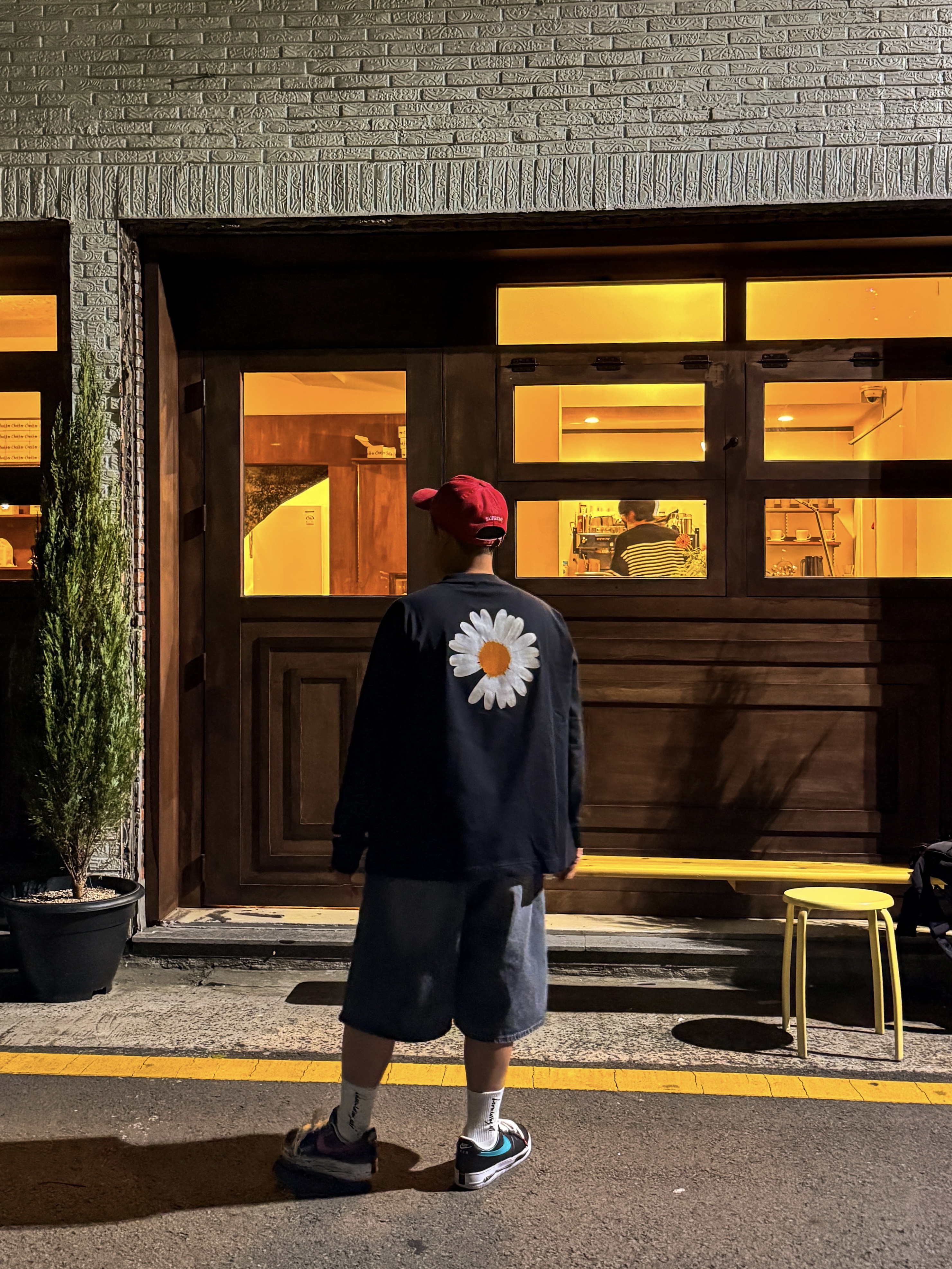 Nike x Peaceminusone Air Force 1 Low Para-Noise 3.0 Black and Multicolor, Nike x Peaceminusone LS T-Shirt Black (DR0098-010) 착용 스타일