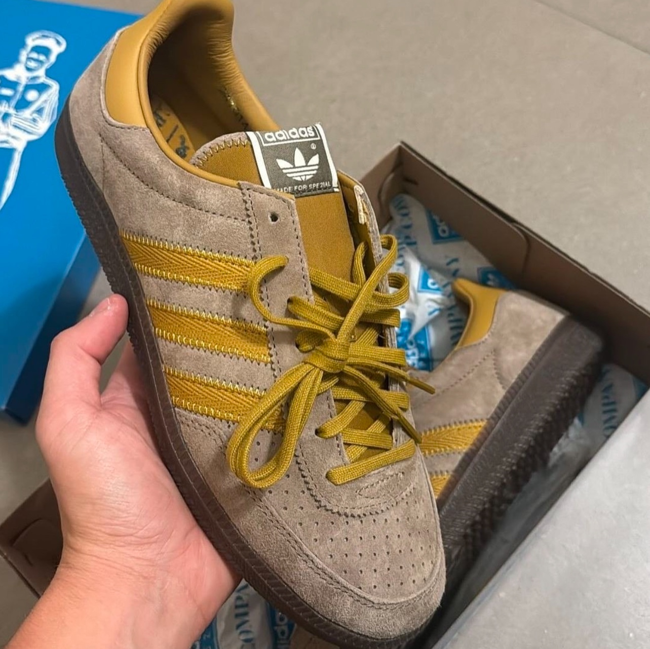 Adidas x C.P. Company Wimberly Spezial Tech Khaki Preloved Bronze 착용 스타일 - 2