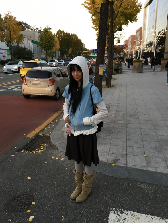 Puree Shirt Layered Hoodie Navy, Puree Shirt Layered Hoodie White 착용 스타일