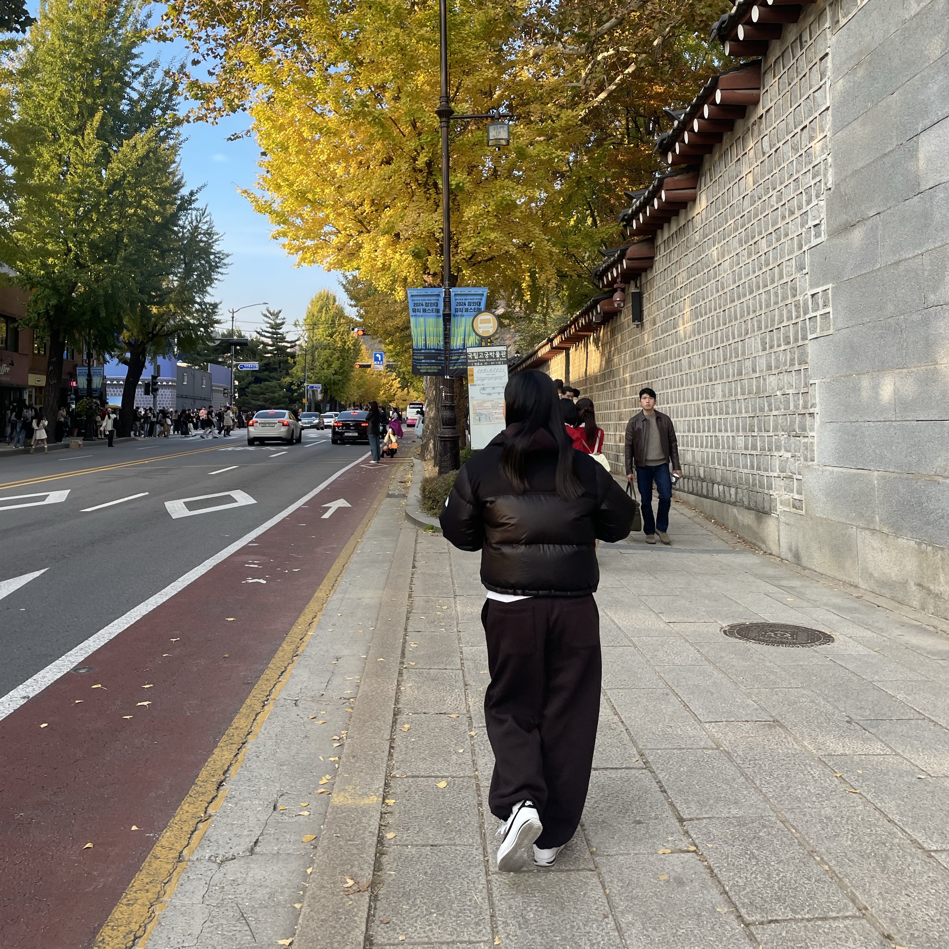 (W) The North Face White Label Novelty Nuptse Down Jacket Black 착용 스타일