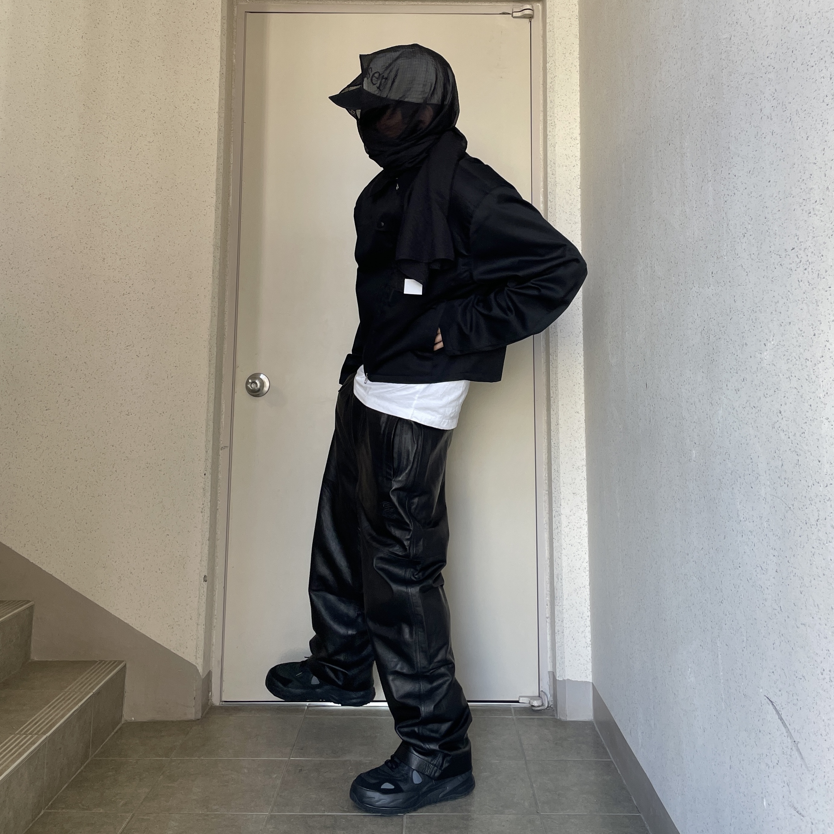 Undermycar Flather Real Lambskin Washed Wide Pants Vulcan - 23FW 착용 스타일 - 3