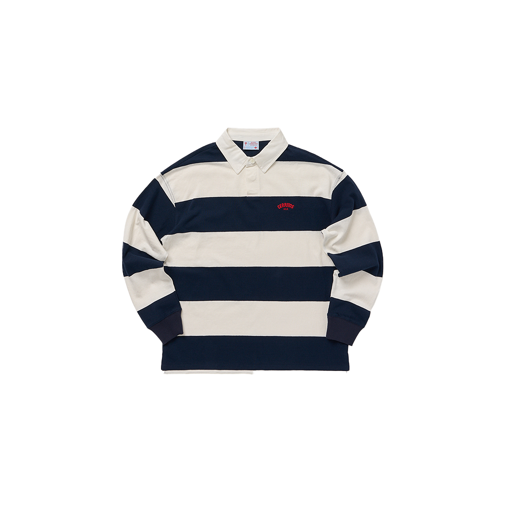 CRBTL113U0 Hotel Cerritos Stripe Rugby Long Sleeve T-Shirt White