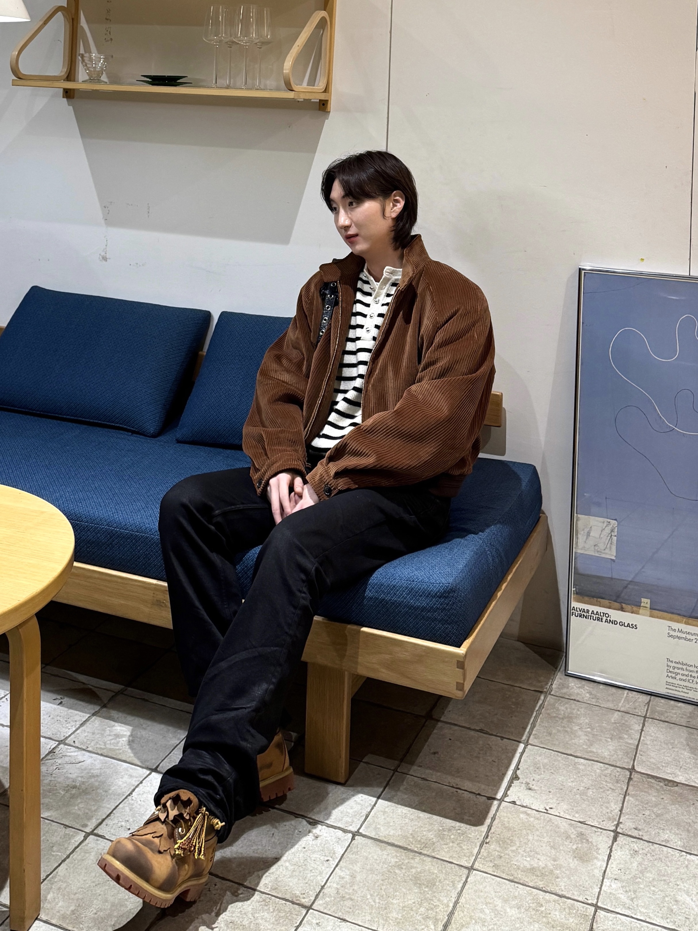 Undermycar Ring Multi Rings Flared Coating Jeans Pavement - 23FW, Stussy x Levi's Embossed Leather Belt Black 착용 스타일 - 2