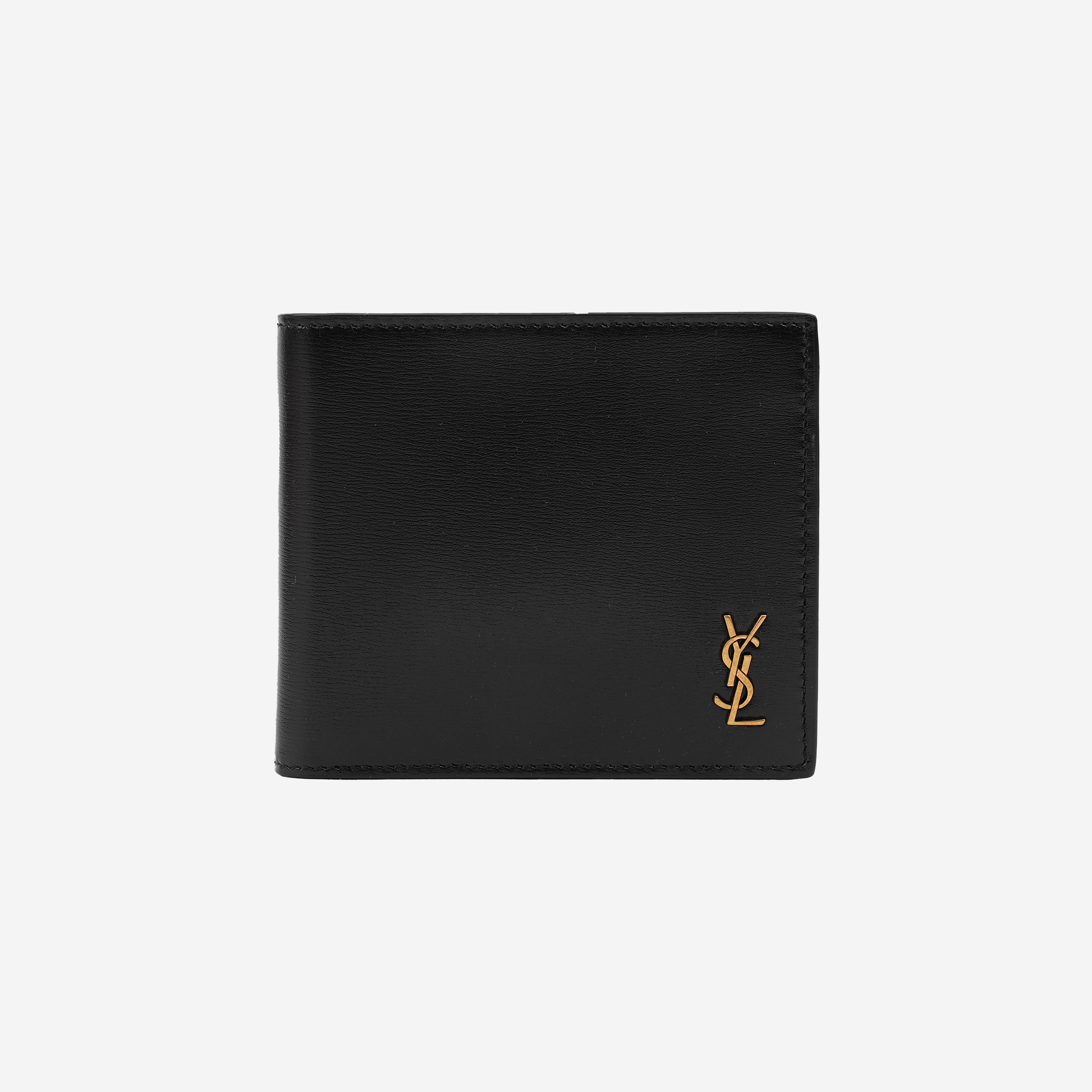Saint Laurent Tiny Cassandre East/West Wallet in Shiny Leather Black