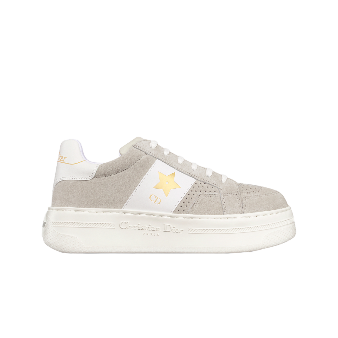KCK426UKG-S10W (W) Dior Star Platform Sneakers Suede Calfskin Light Beige