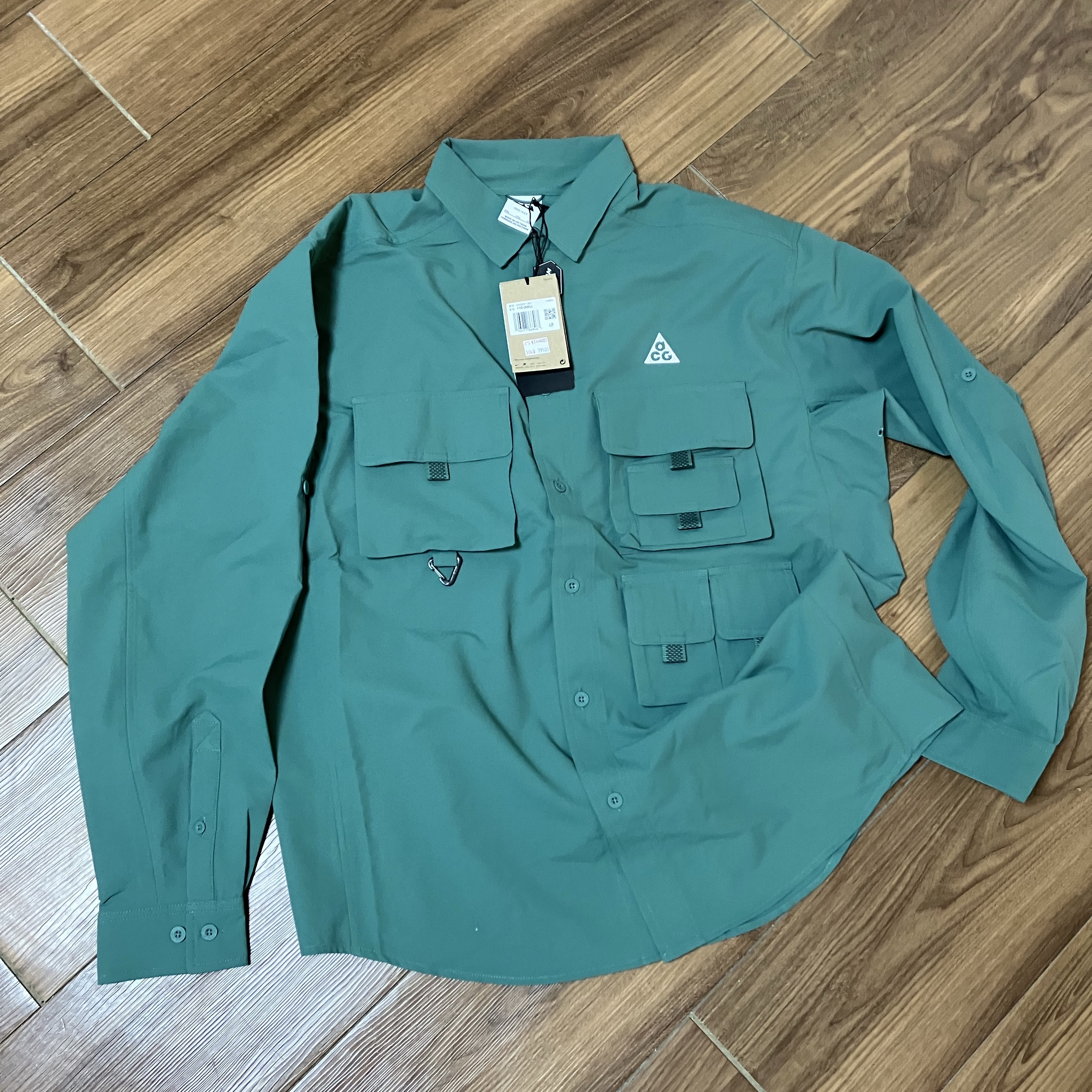 Nike ACG Dri-Fit UV Devastation Trail Shirt Bicoastal Vintage Green - Asia 착용 스타일
