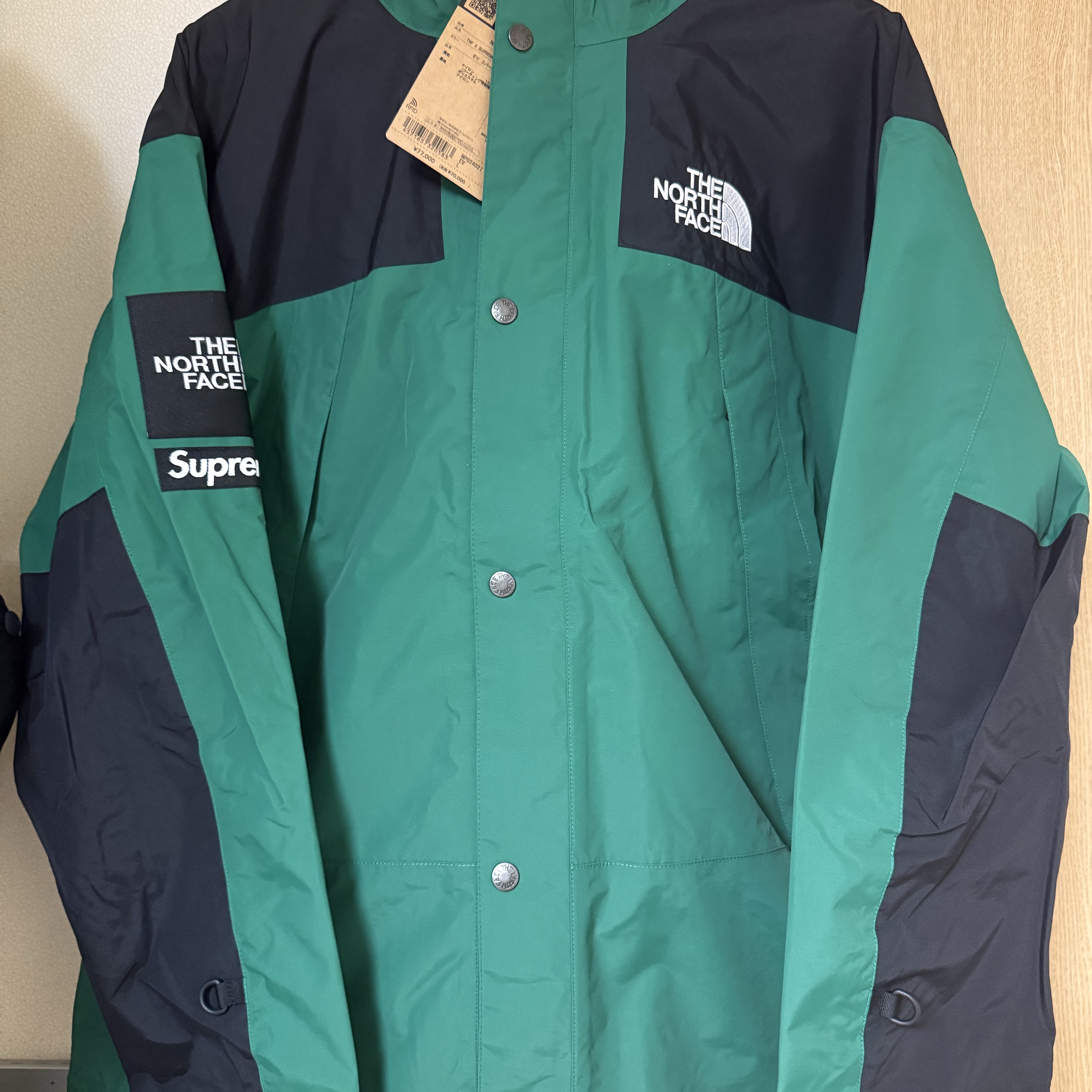 Supreme x The North Face Mountain Jacket Green - 24FW 착용 스타일 - 1