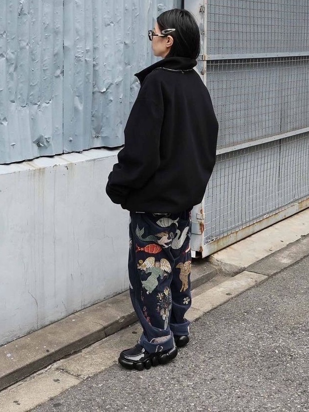 Camiel Fortgens Fleece Anorak Black - 24FW 착용 스타일 - 2