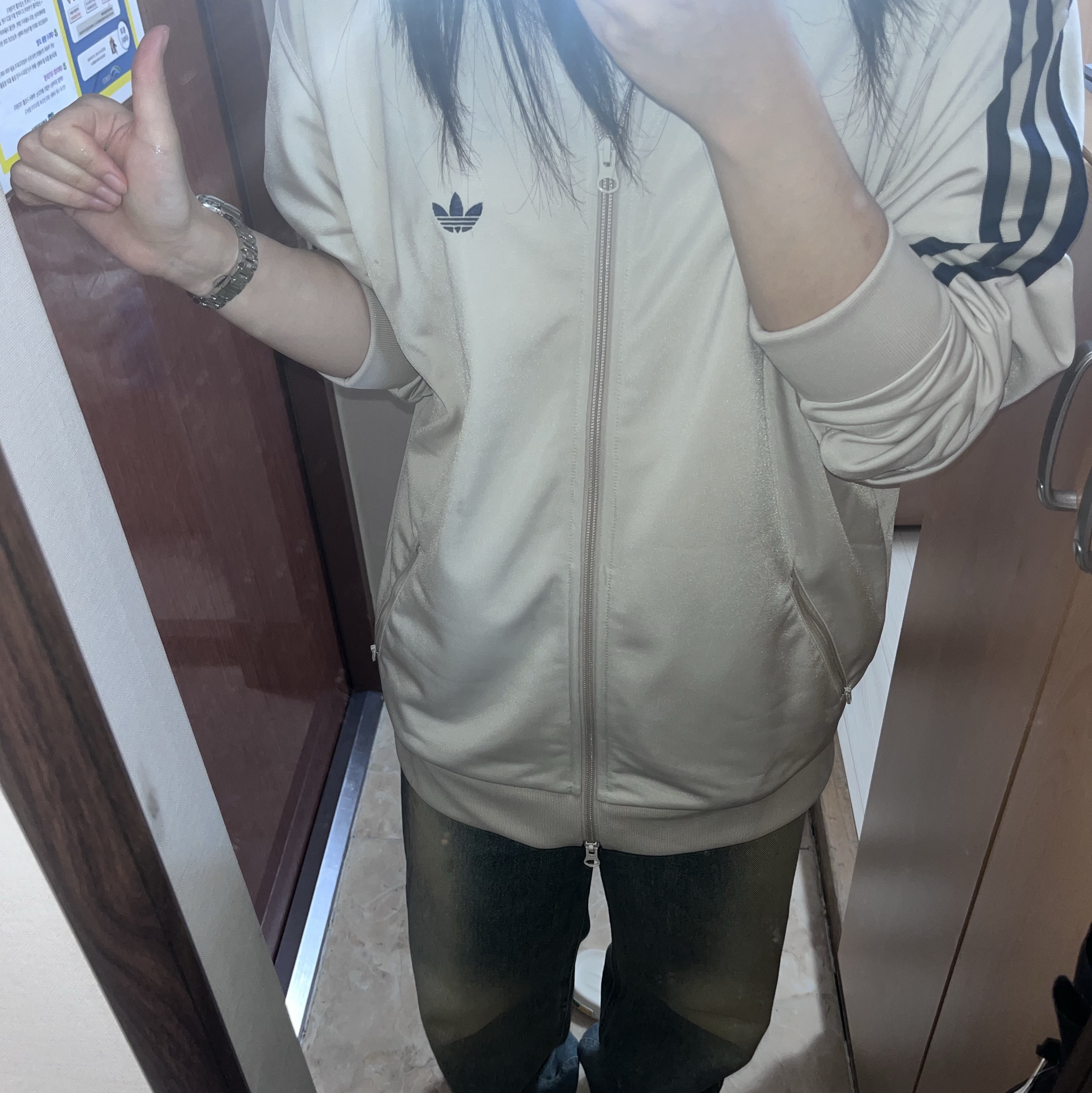 Adidas Originals Beckenbauer Track Top Bliss - KR Sizing 착용 스타일