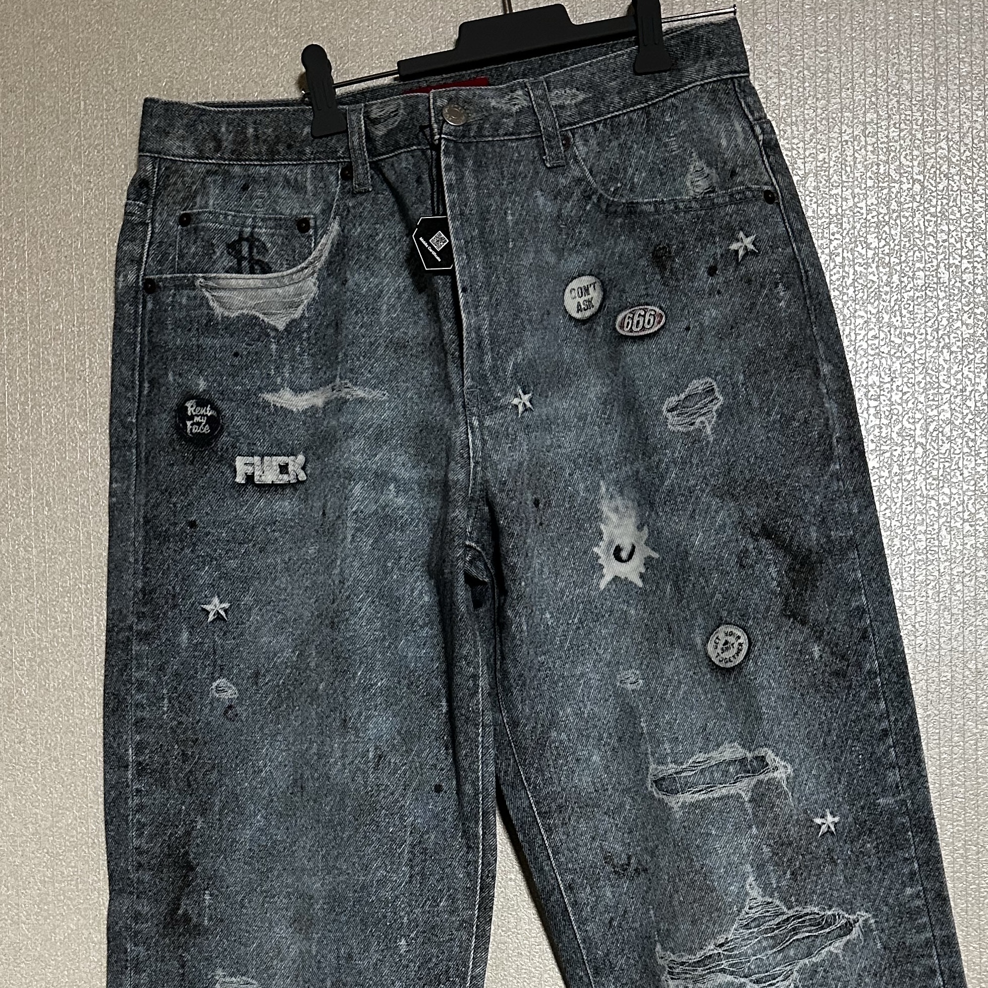 Supreme HJR Trompe L'oeil Loose Fit Jean Blue - 24FW 착용 스타일 - 1