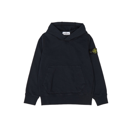 (Kids) Stone Island 61640 Cotton Hooded Sweatshirt Navy Blue - 24SS