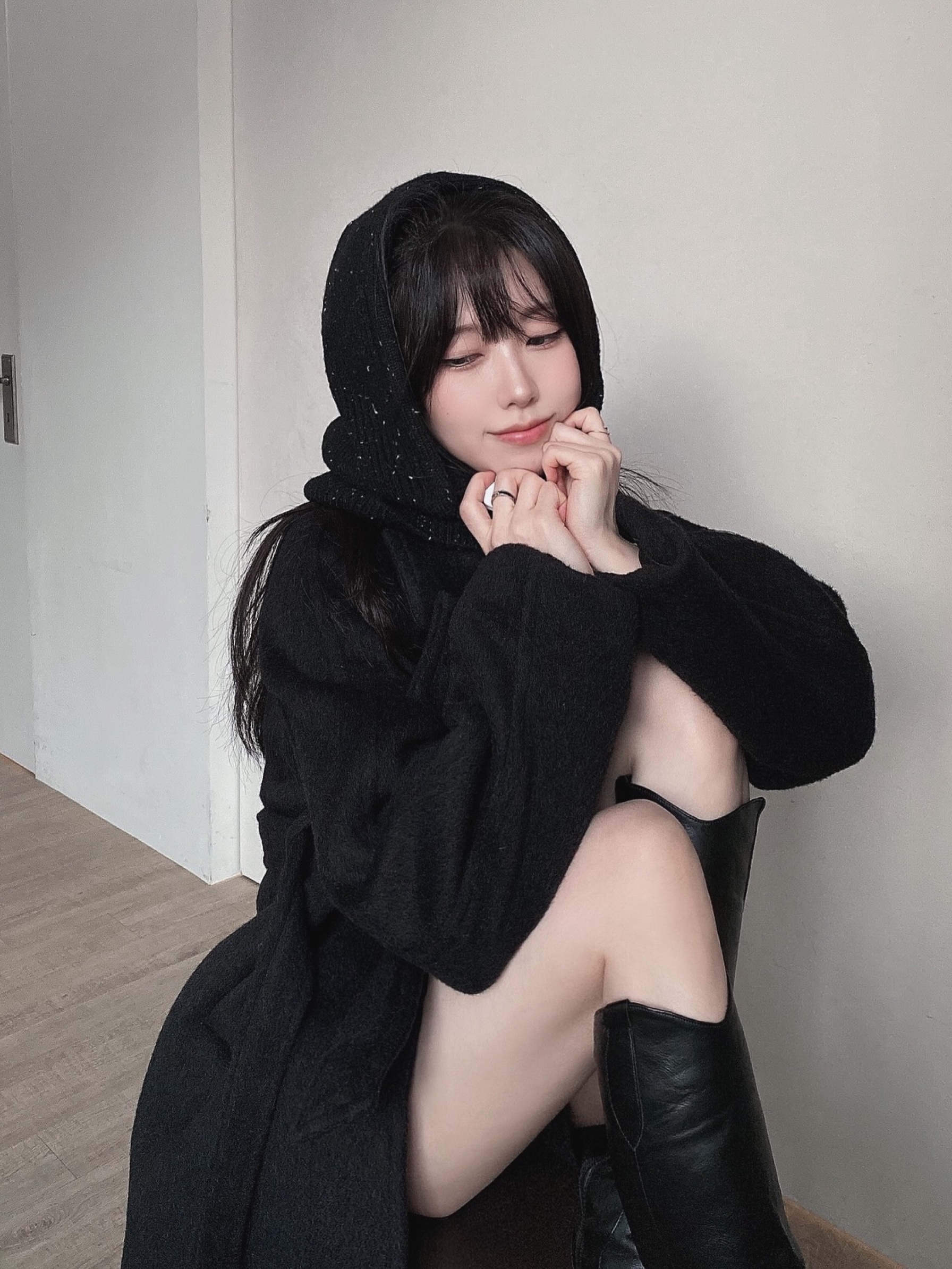 Allincomplete Double String Dot Balaclava Black 착용 스타일 - 1