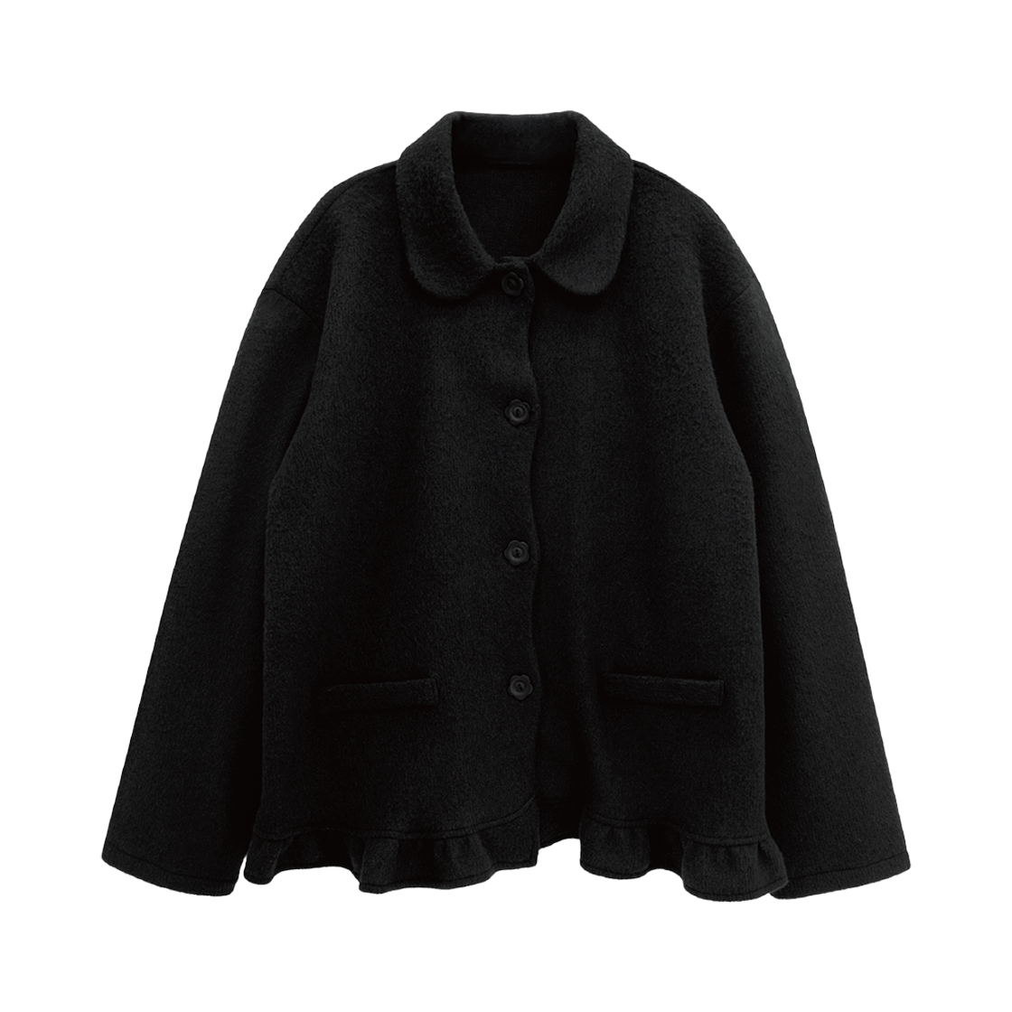 나이엔 라운드 플라켓 가디건 자켓 블랙(Naaieen Round platket Cardigan Jaket Black)