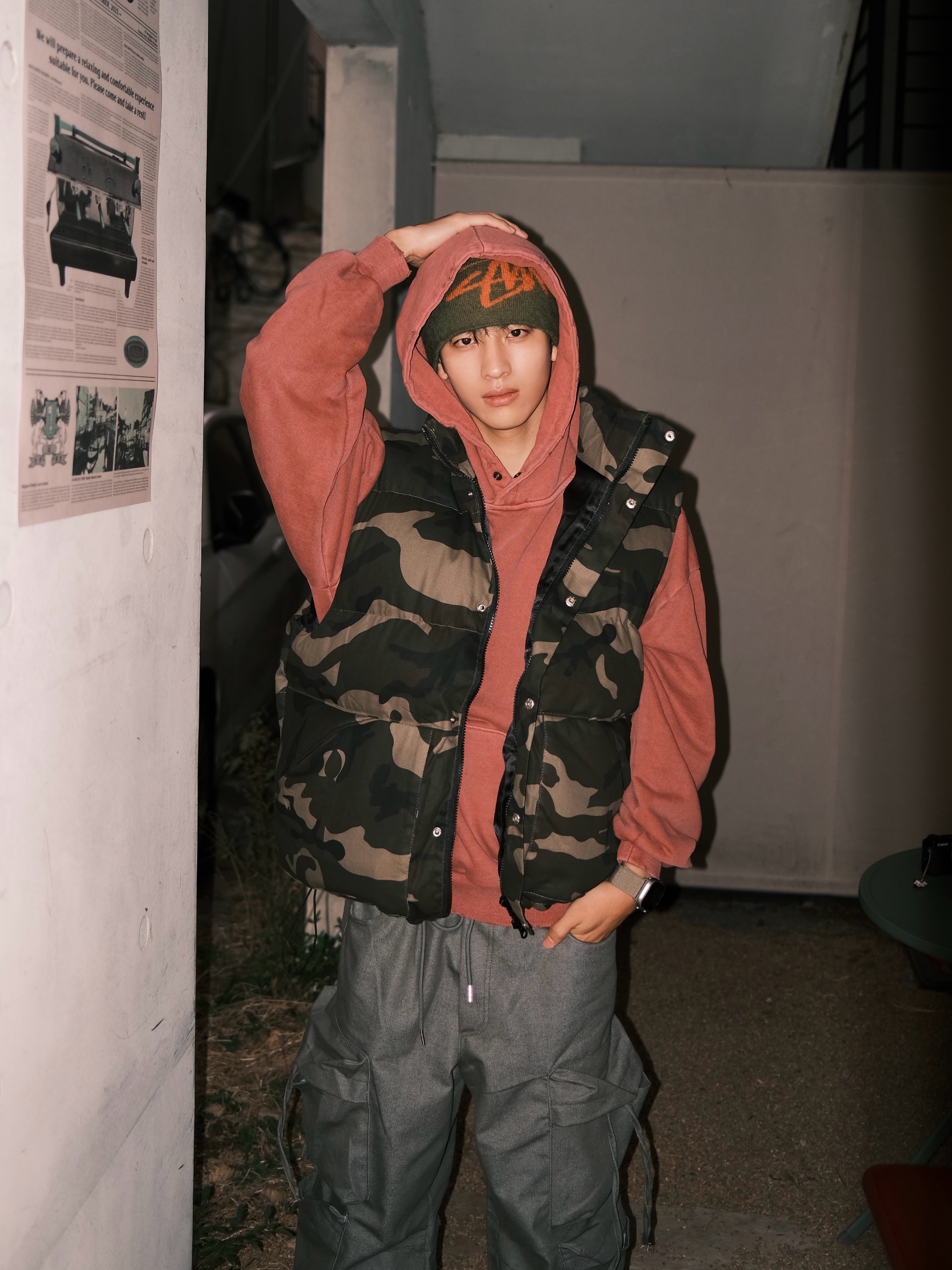 Stussy Brushed Out Stock Skullcap Beanie Olive, Converse x Drkshdw Turbowpn Black Cream 착용 스타일 - 1