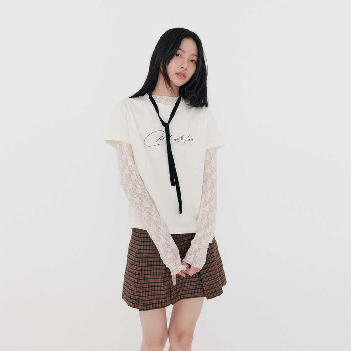 지지지 베이직 그래픽 반팔 티셔츠 웜 아이보리(zeezeezee Basic Graphic T-shirt Warm Ivory) - 3