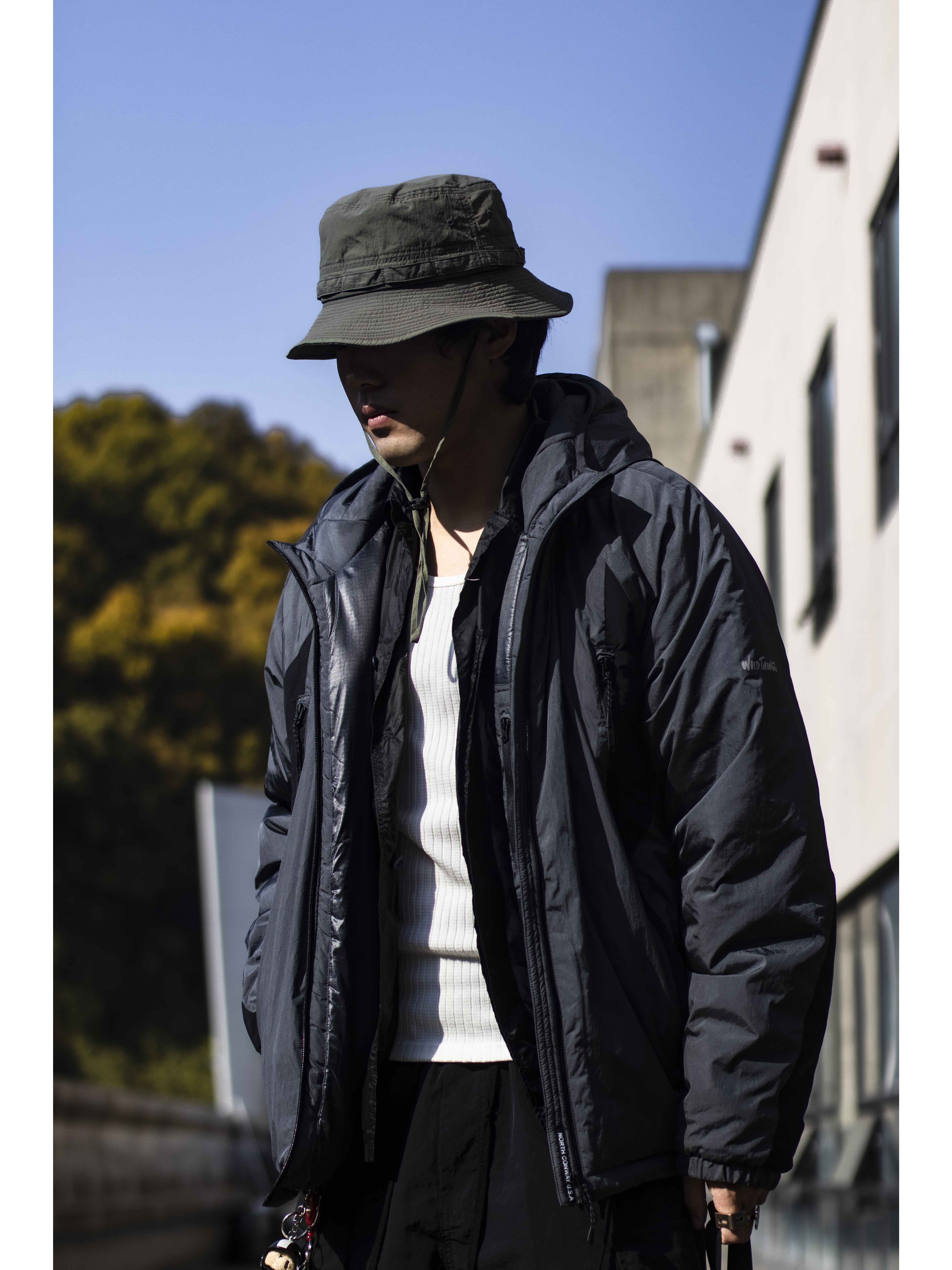 Wildthings Mountain Field Padding Jacket Graphite 착용 스타일 - 4
