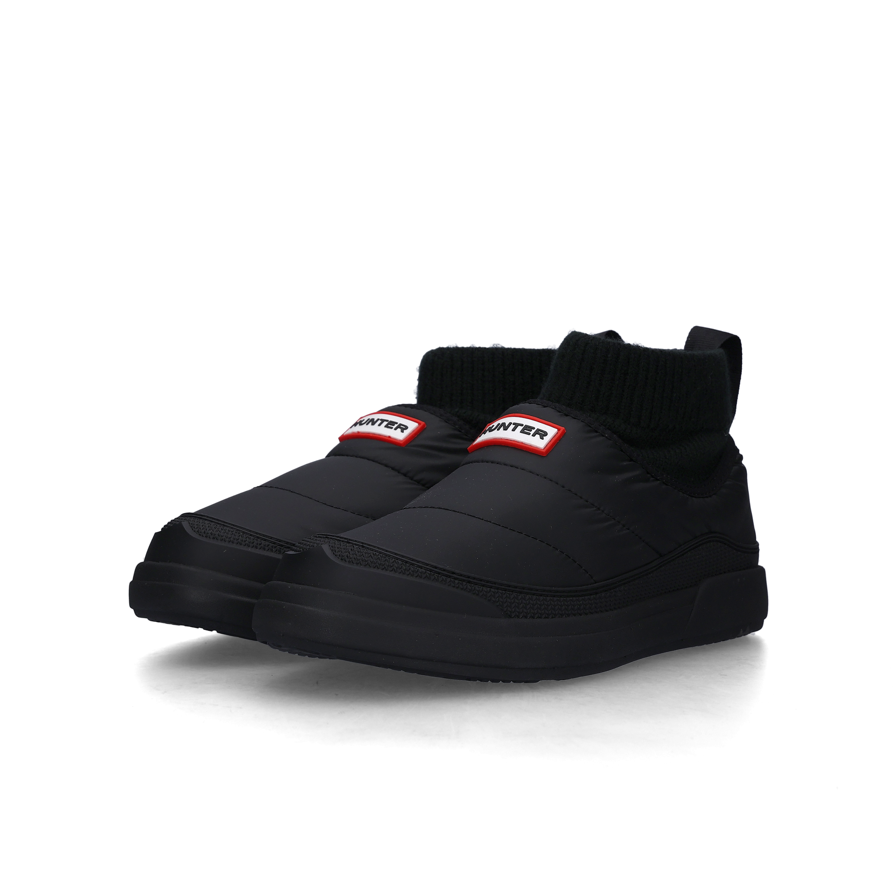 (W) Hunter In Out Puffer Knit Cuff Boots Black