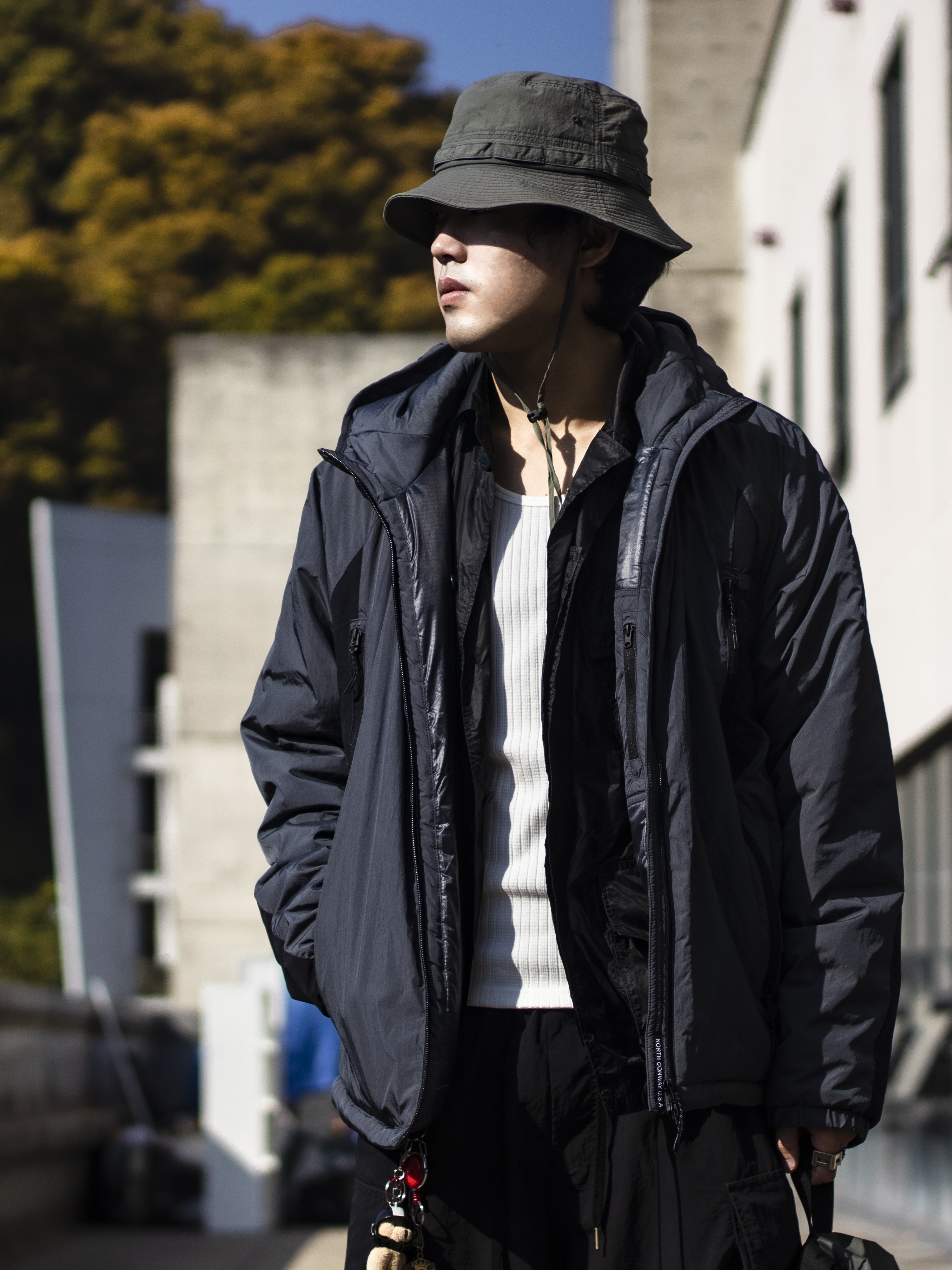 Wildthings Mountain Field Padding Jacket Graphite 착용 스타일 - 3