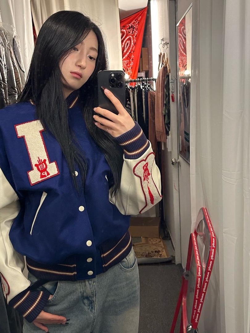 Kapital Wool I-Five Varsity Jacket Blue 착용 스타일 - 3