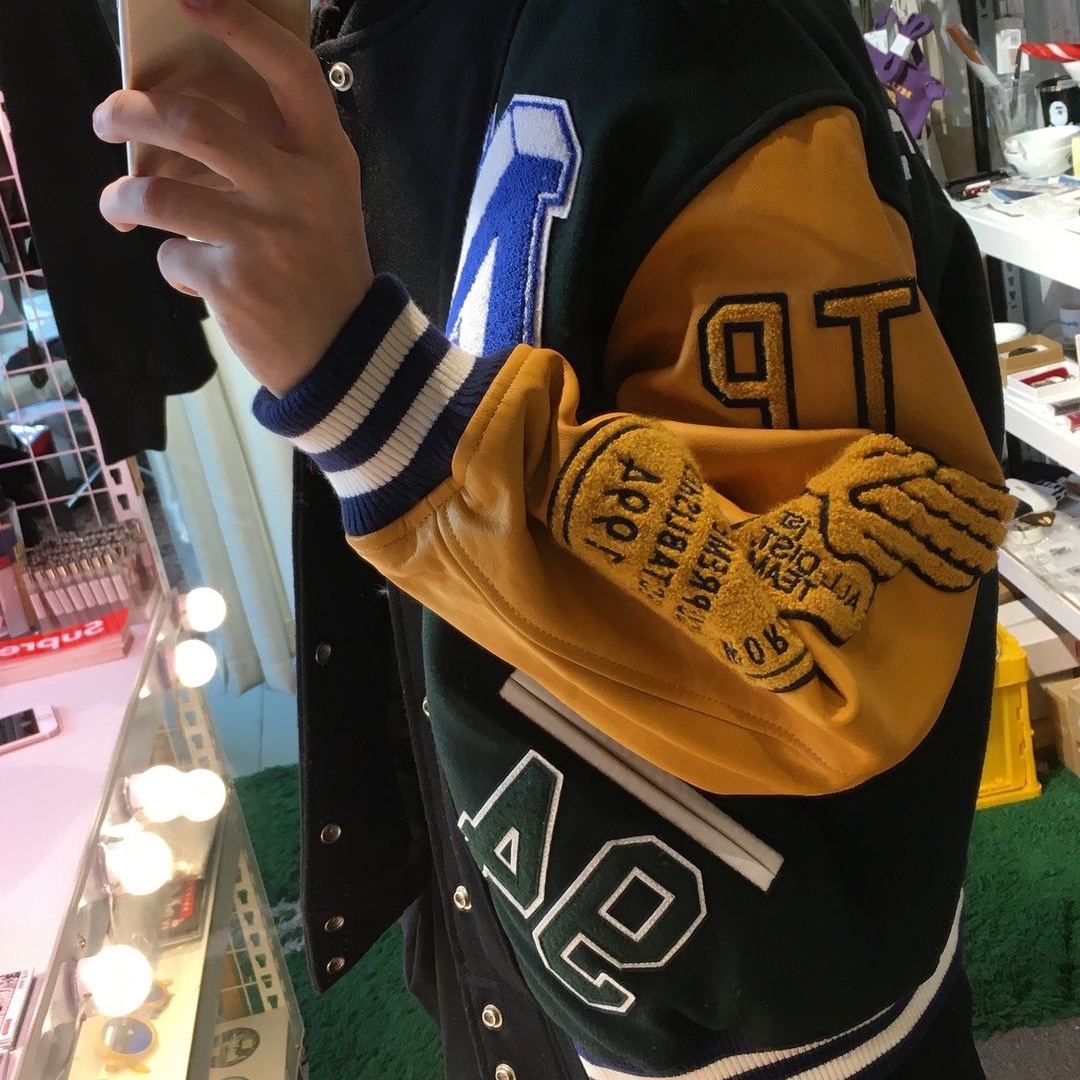 Supreme x MM6 Maison Margiela Split Varsity Jacket Multicolor - 24SS 착용 스타일 - 4