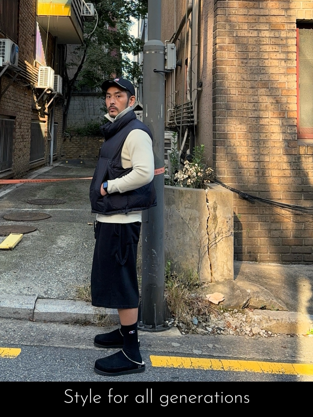 Millo Archive Crop Over Vest Black 착용 스타일 - 1