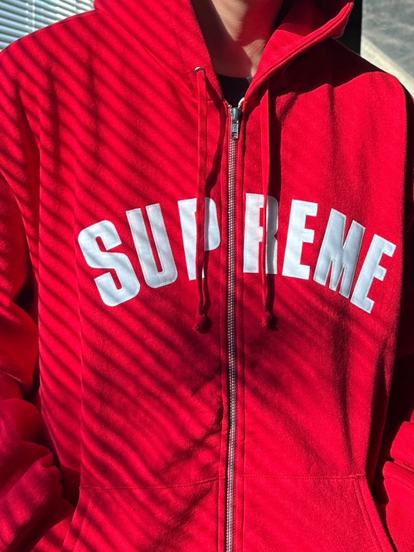 Supreme Arc Thermal Lined Zip Up Hooded Sweatshirt Red - 24FW 착용 스타일