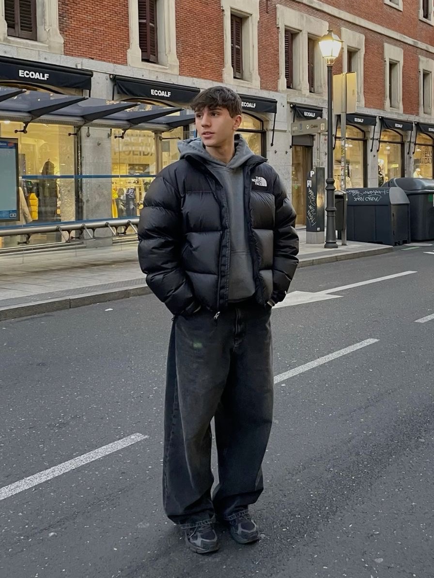 The North Face On Ball Jacket Black, (W) The North Face White Label Novelty Nuptse Down Jacket Cocoa Brown 착용 스타일 - 2