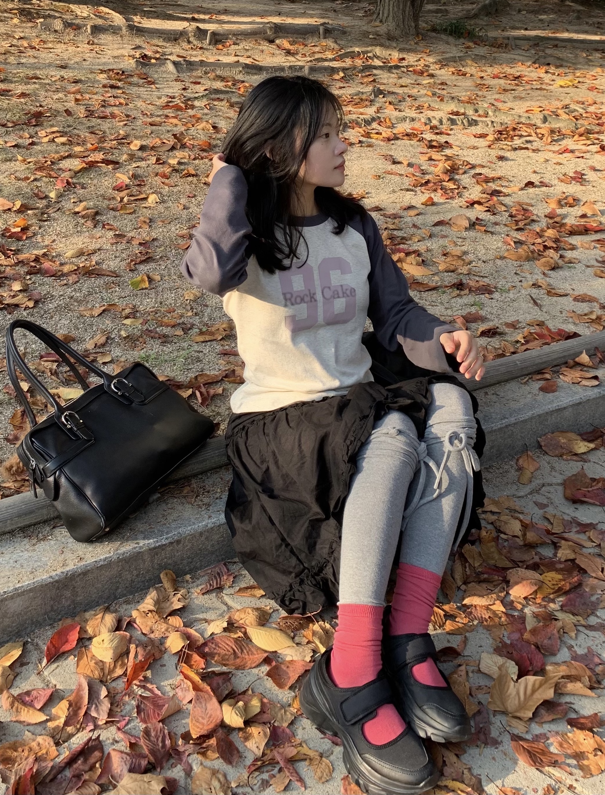 (W) Zara Sports Ballerina Flat Shoes Black, Margarin Fingers Frill Long Skirt Navy 착용 스타일 - 1