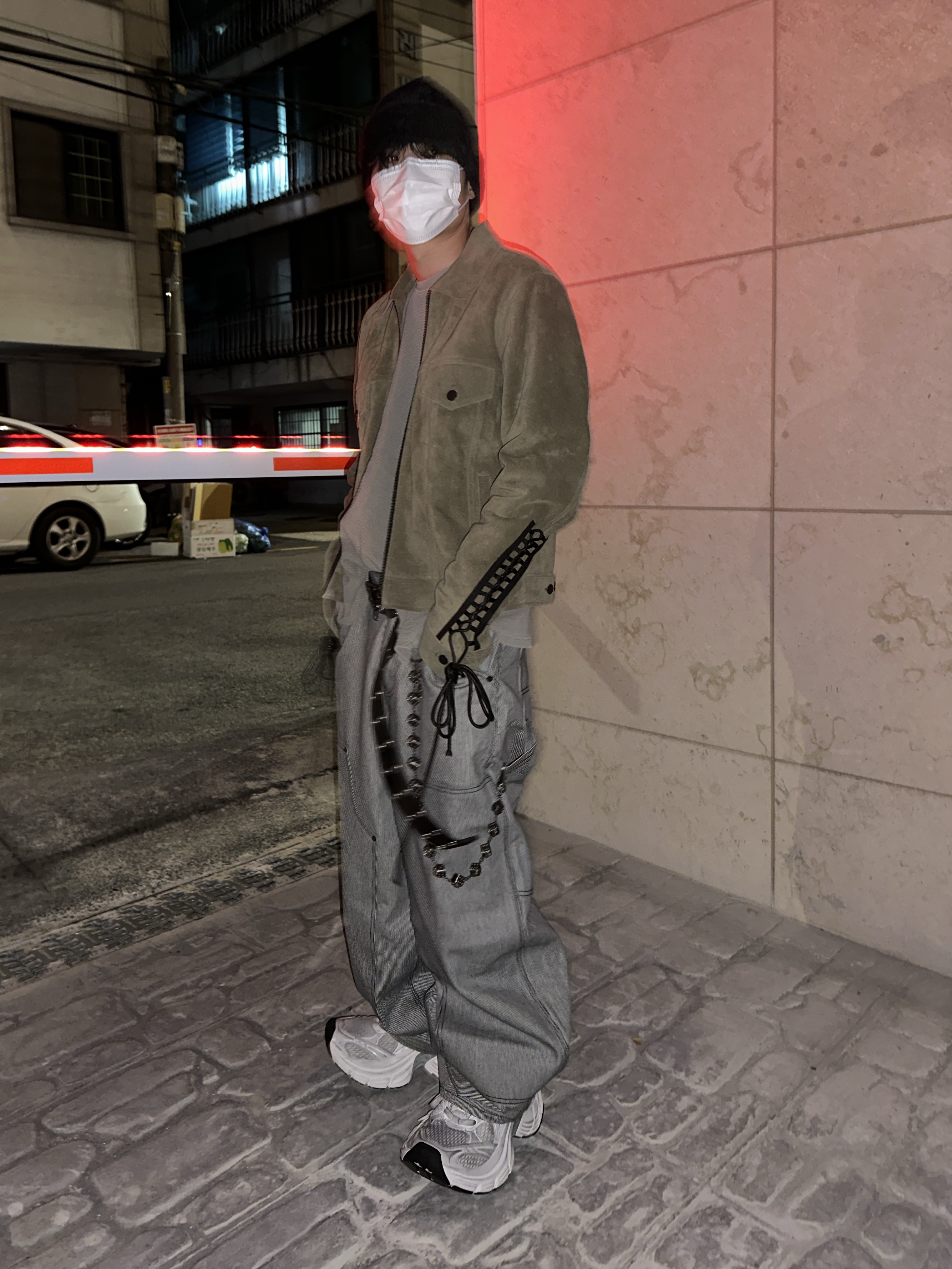 Undermycar Stripe Engineers Double Knee Work Pants Black Stripe - 24FW, Balenciaga 10XL Sneakers White Grey Silver Black 착용 스타일 - 4
