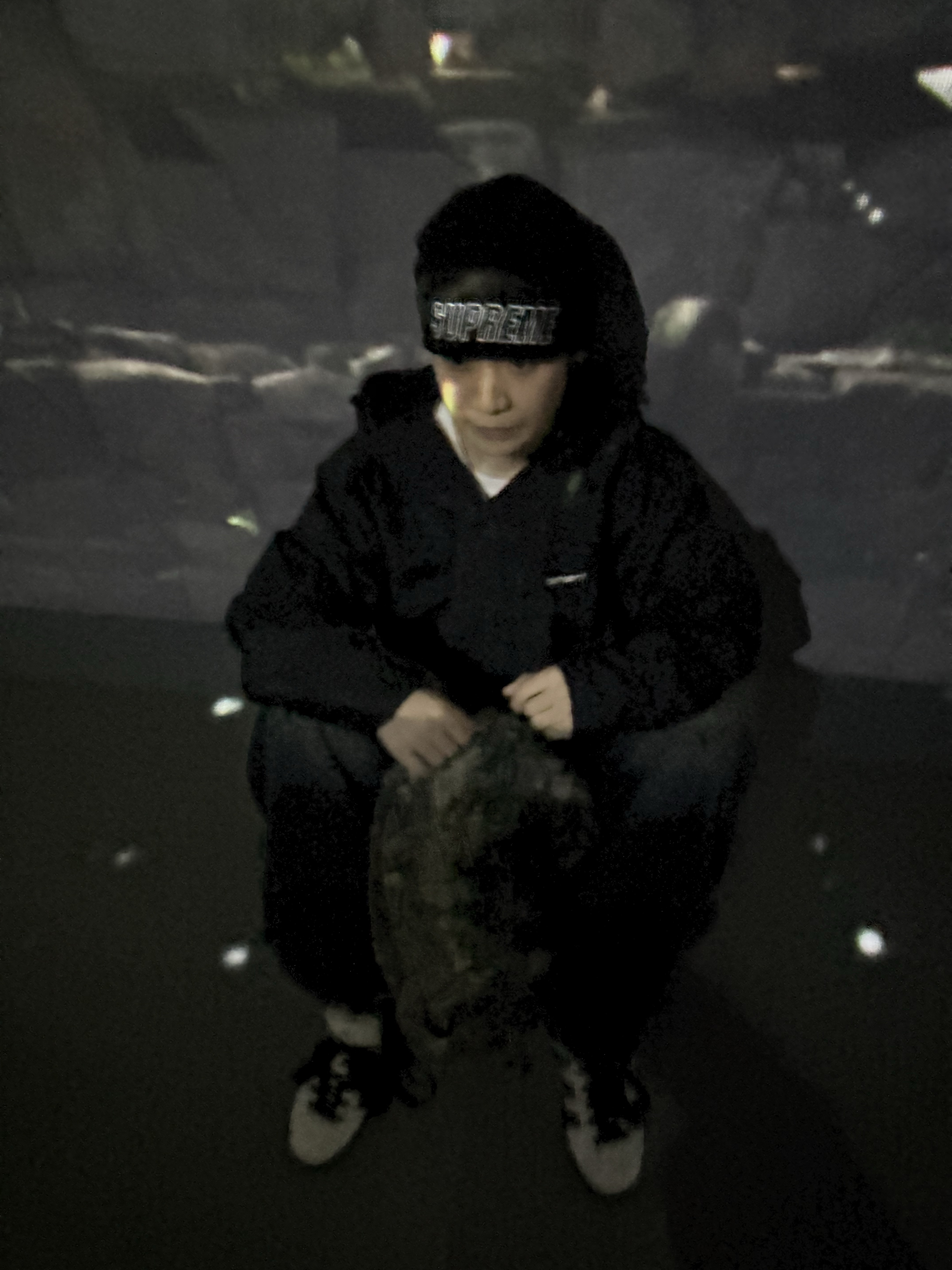 Supreme Slant Beanie Black - 23FW, Stussy Canvas Backpack Veil Camo 착용 스타일 - 1