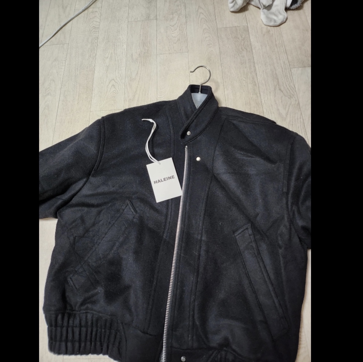 Haleine Biker Wool Blouson Black 착용 스타일