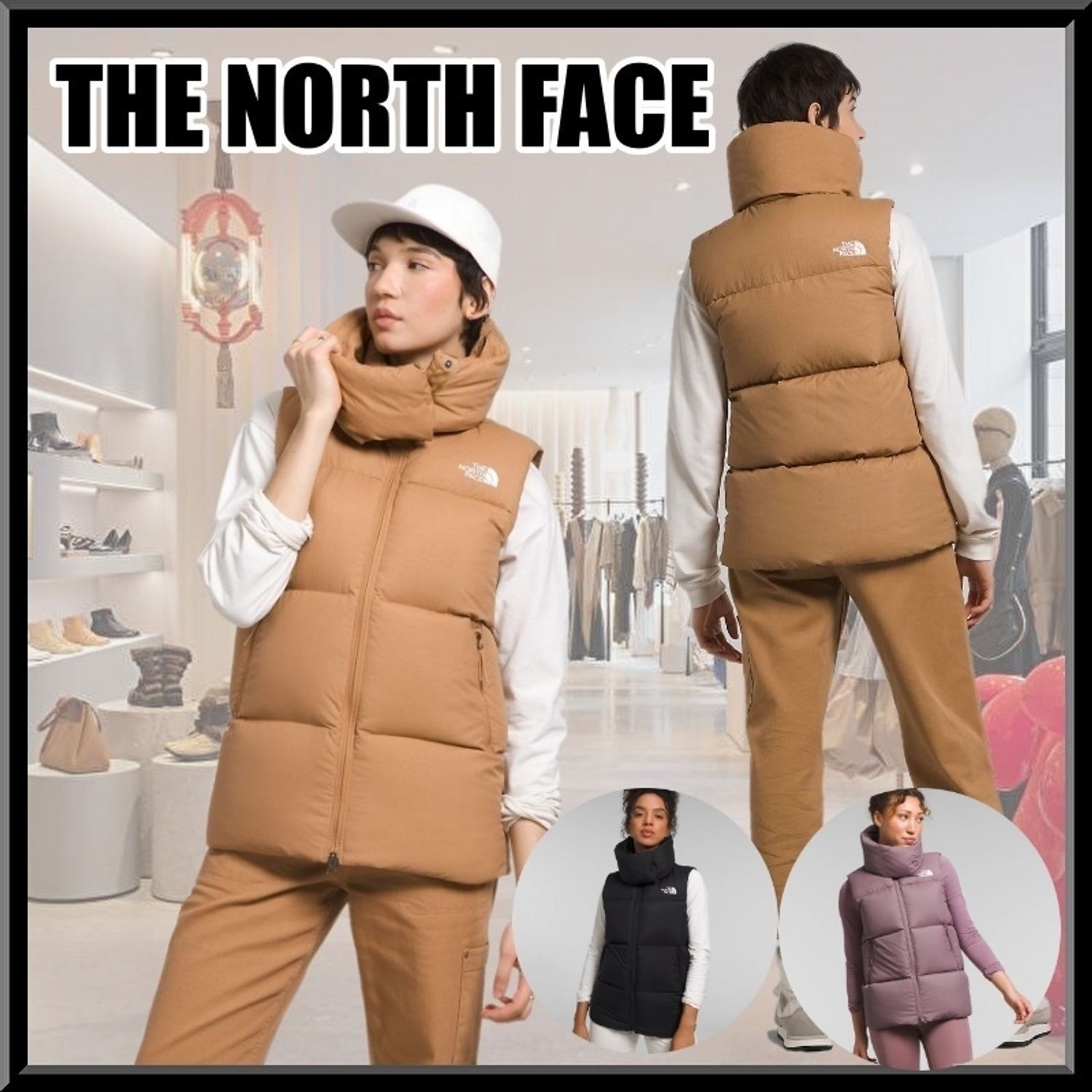 (W) The North Face Glacier Basin Vest Almond Butter 착용 스타일 - 2