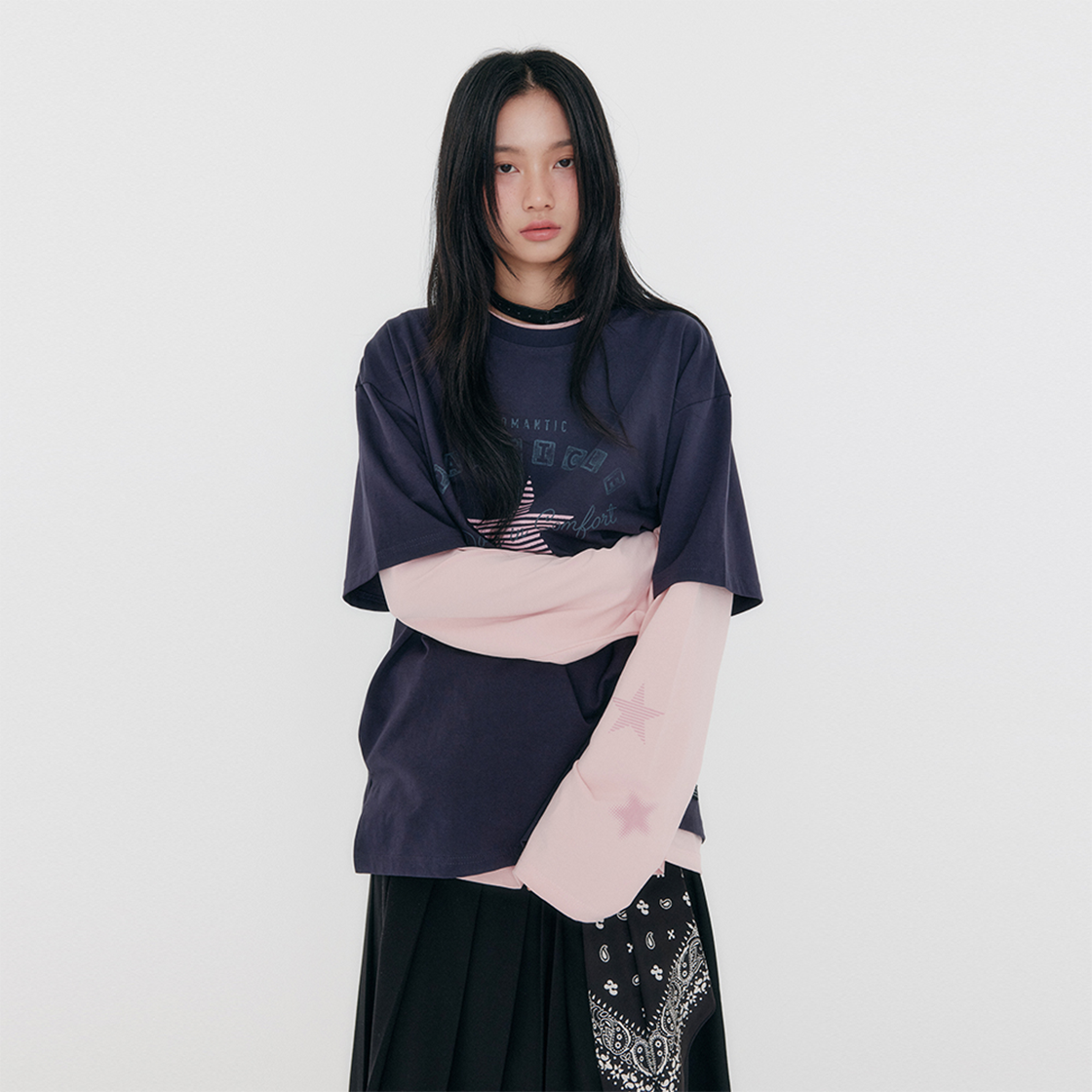 지지지 스타 오버사이즈 롱슬리브티셔츠 페탈 핑크(zeezeezee STAR Long Sleeve T-Shirt Petal Pink) - 2