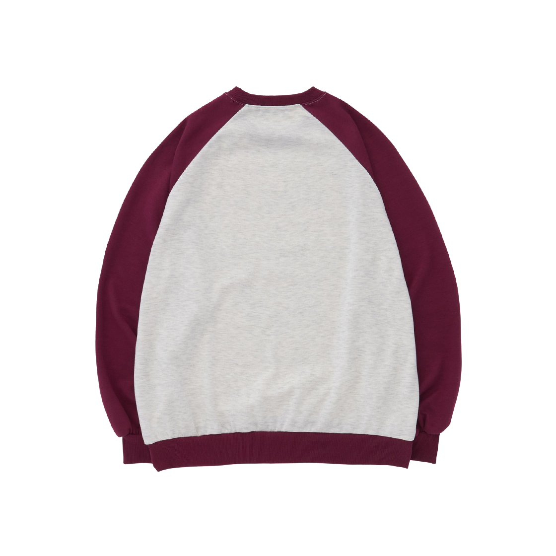 무센트 하트 레터링 나그랑 배색 맨투맨 버건디 오트밀(MUCENT Heart Lettering Raglan Mtm Burgundy Oatmeal) - 2