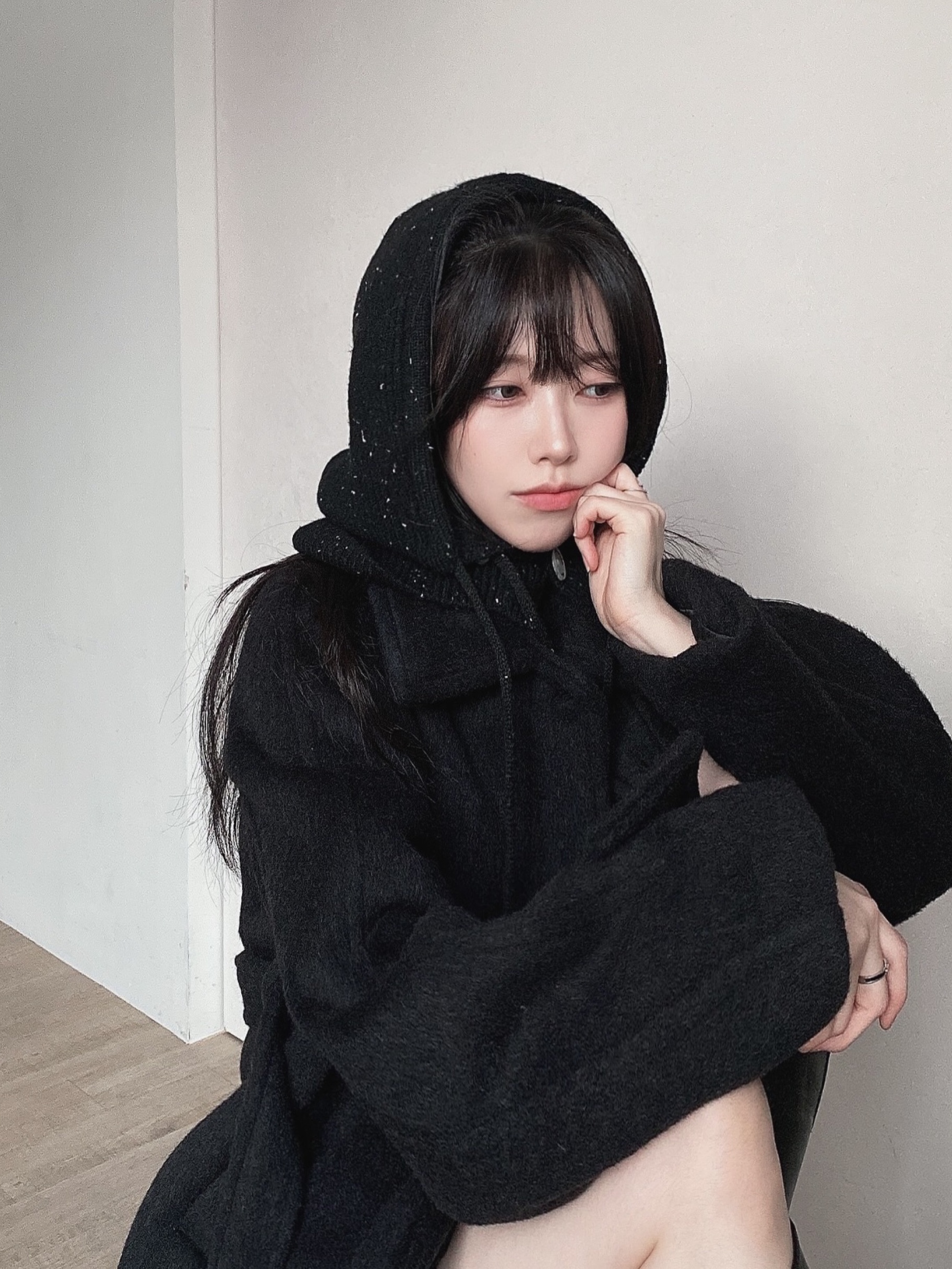 Allincomplete Double String Dot Balaclava Black 착용 스타일 - 2