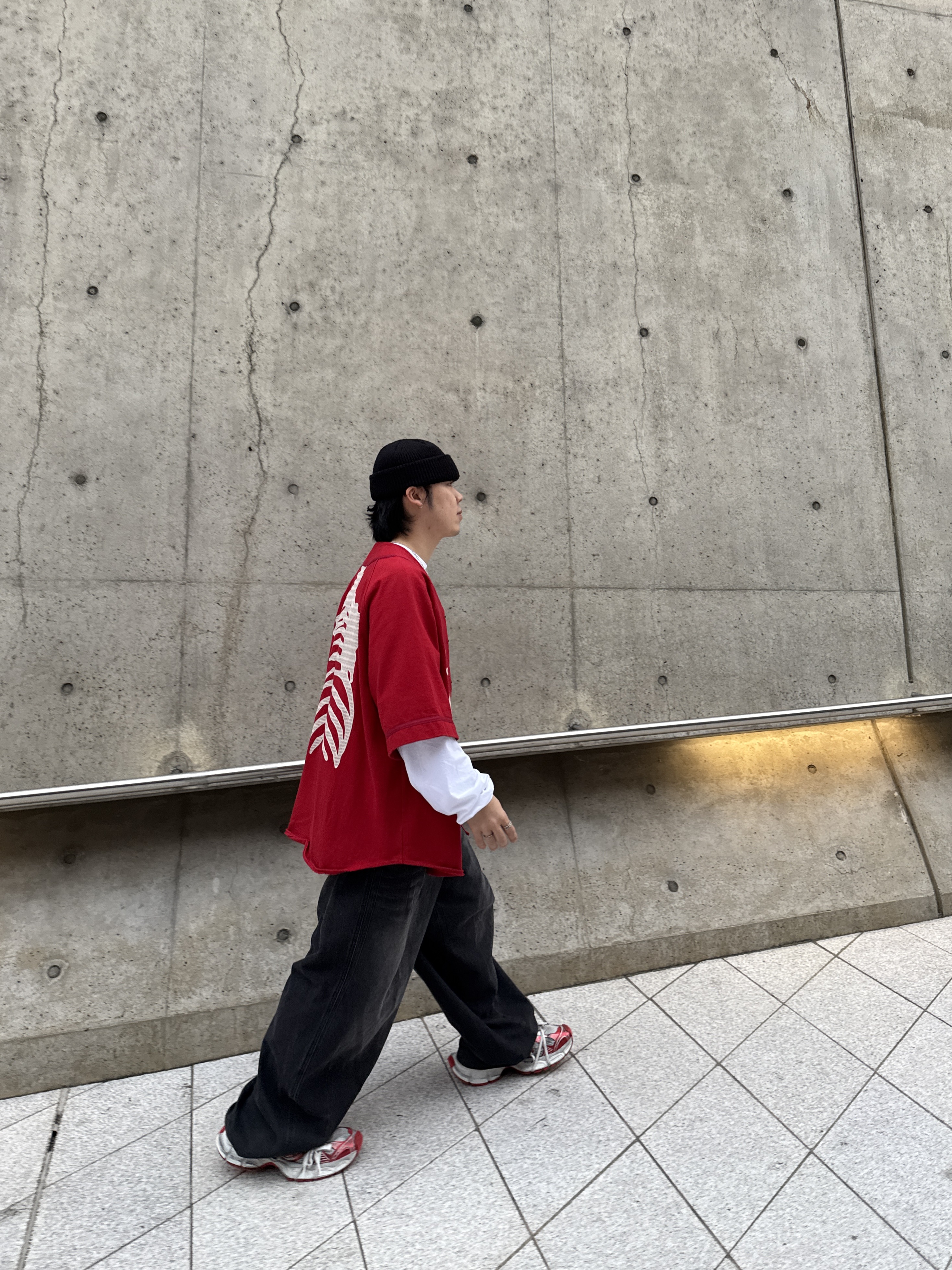 Kapital Baseball Bone Shirt Red, Balenciaga 3XL Sneakers White Red 착용 스타일 - 3