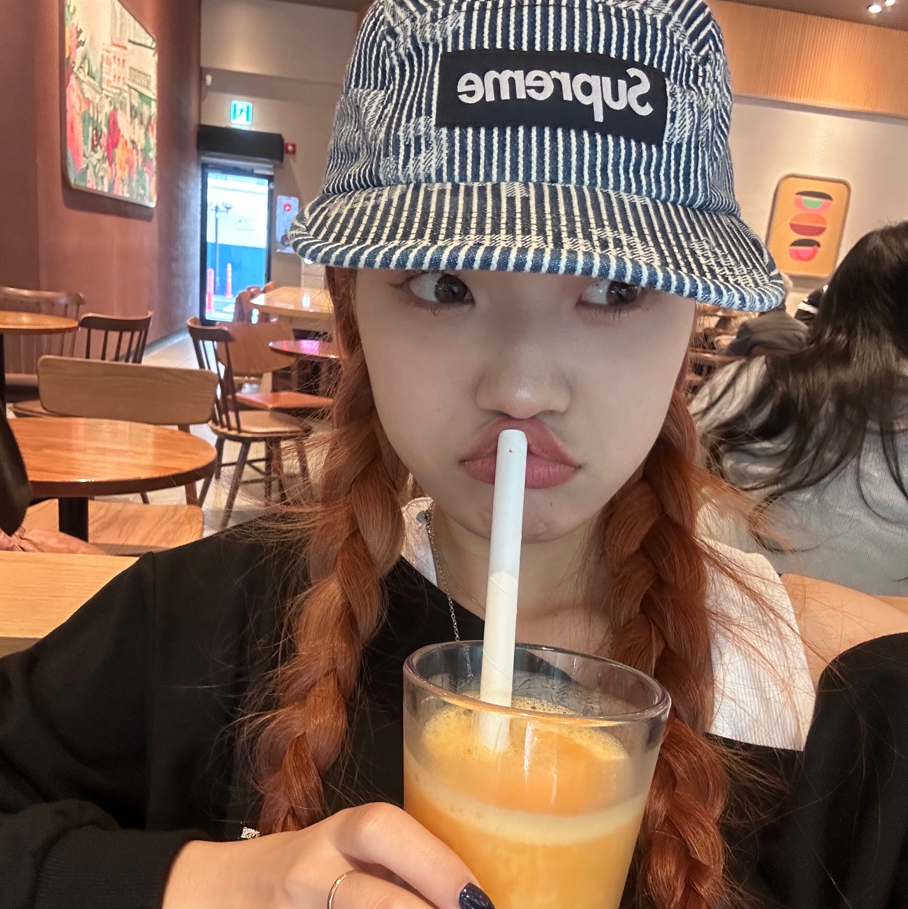 Supreme Denim Camp Cap Stripe - 24SS 착용 스타일 - 3