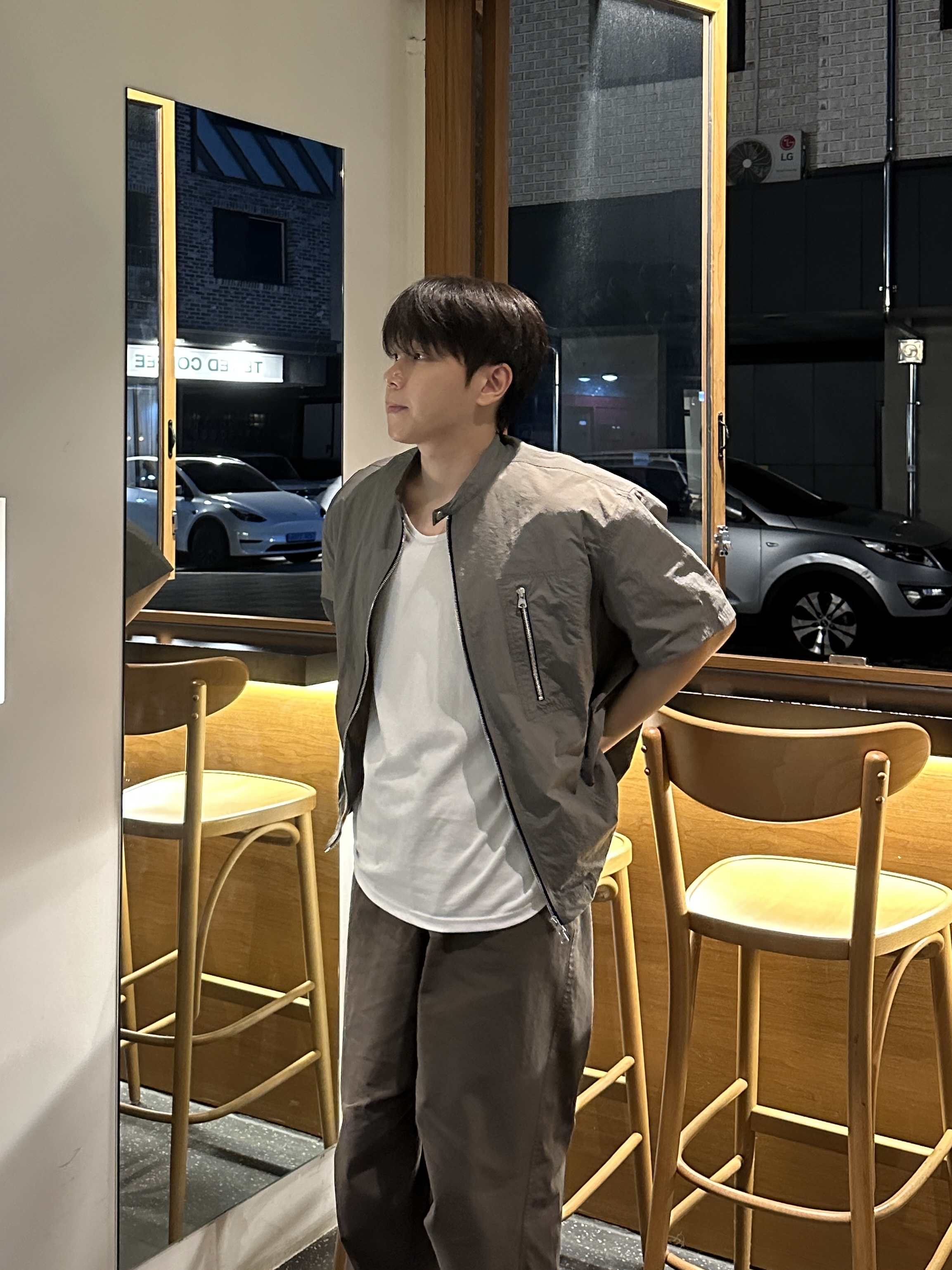 [KREAM 단독] Haleine Biker Zipup 1/2 Shirt Grey (VT218) 착용 스타일