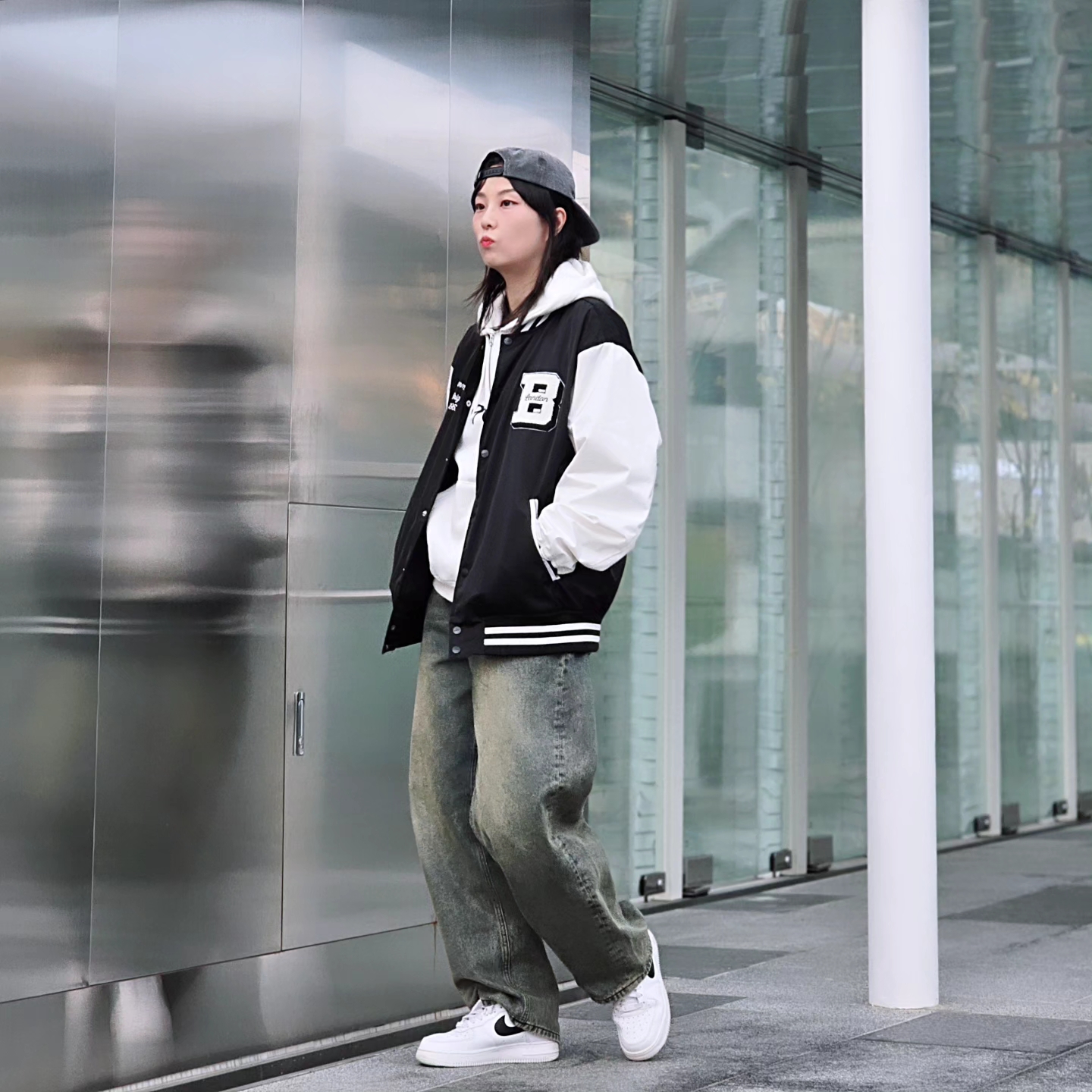 Nike Air Force 1 '07 White Black, (W) Nike Air Force 1 '07 White Black 착용 스타일