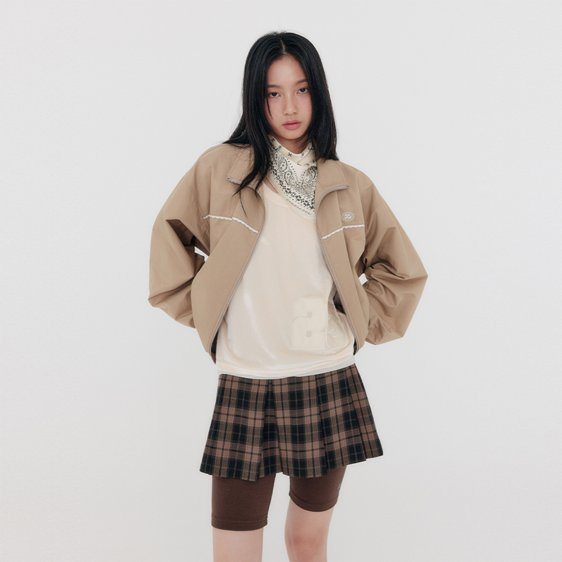 지지지 클래식 체크 플리츠 미니스커트 브라운 블랙(zeezeezee Classic Check Pleated Miniskirt Brown Black) - 3
