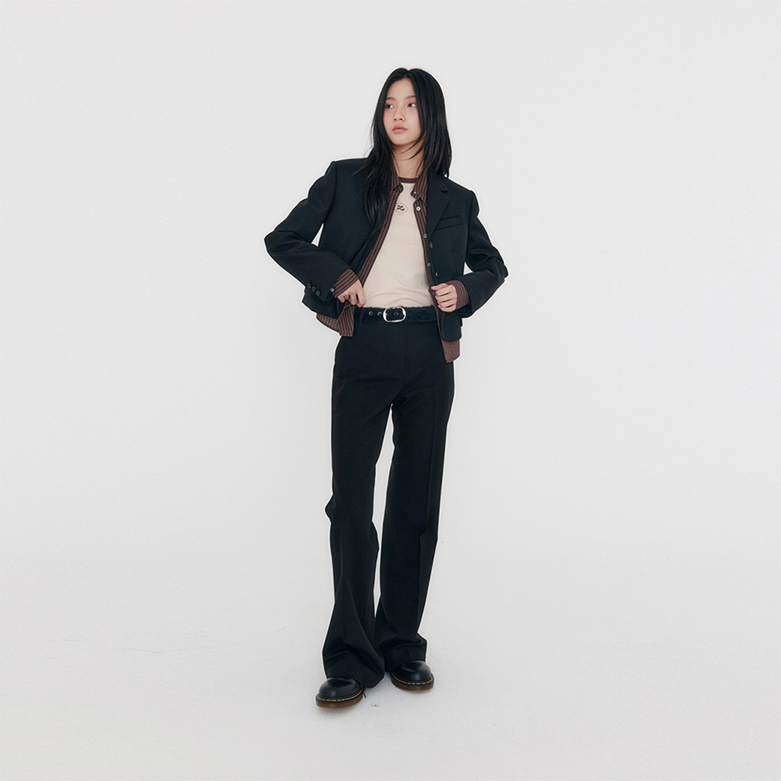 지지지 루즈 부츠컷 트라우저 블랙(zeezeezee Loose Bootcut Trousers Black) - 2