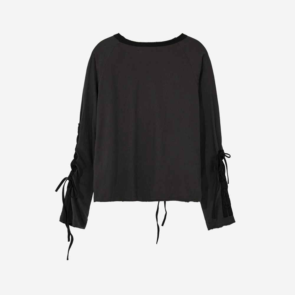 경 레이스업 티 블랙(Gyeong Lace Up Tee Black) - 2